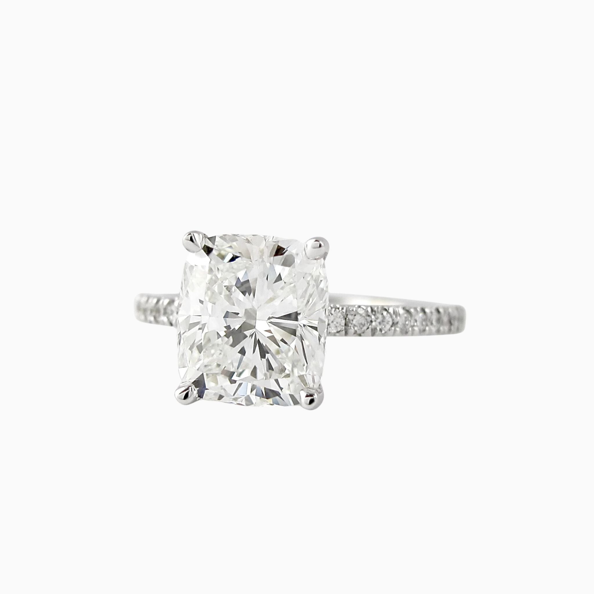 Narbonne Cushion with Pavé Band Engagement Ring