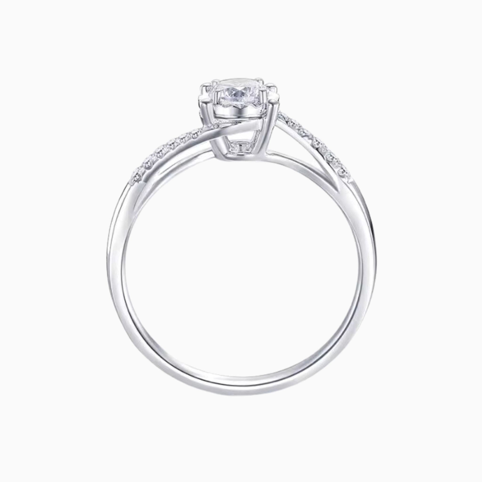 Believe Curved Band Engagement Ring with Diamonds on Band