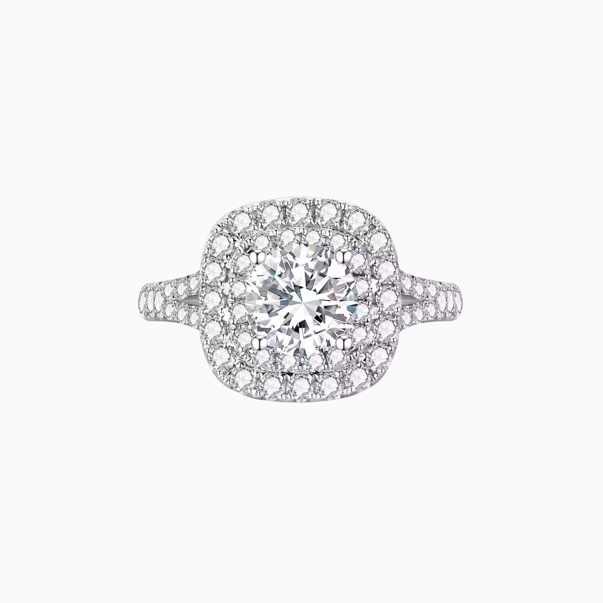 Stellaire Double Halo with Diamonds on Band: 1 - Carat