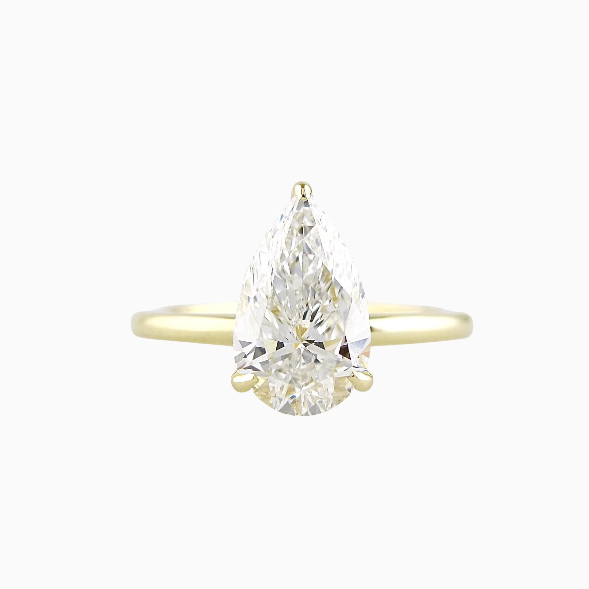 Chelles Pear Engagement Ring with Hidden Halo