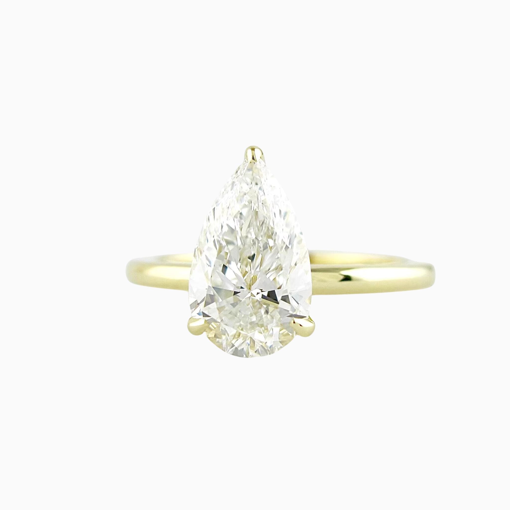 Chelles Pear Engagement Ring with Hidden Halo