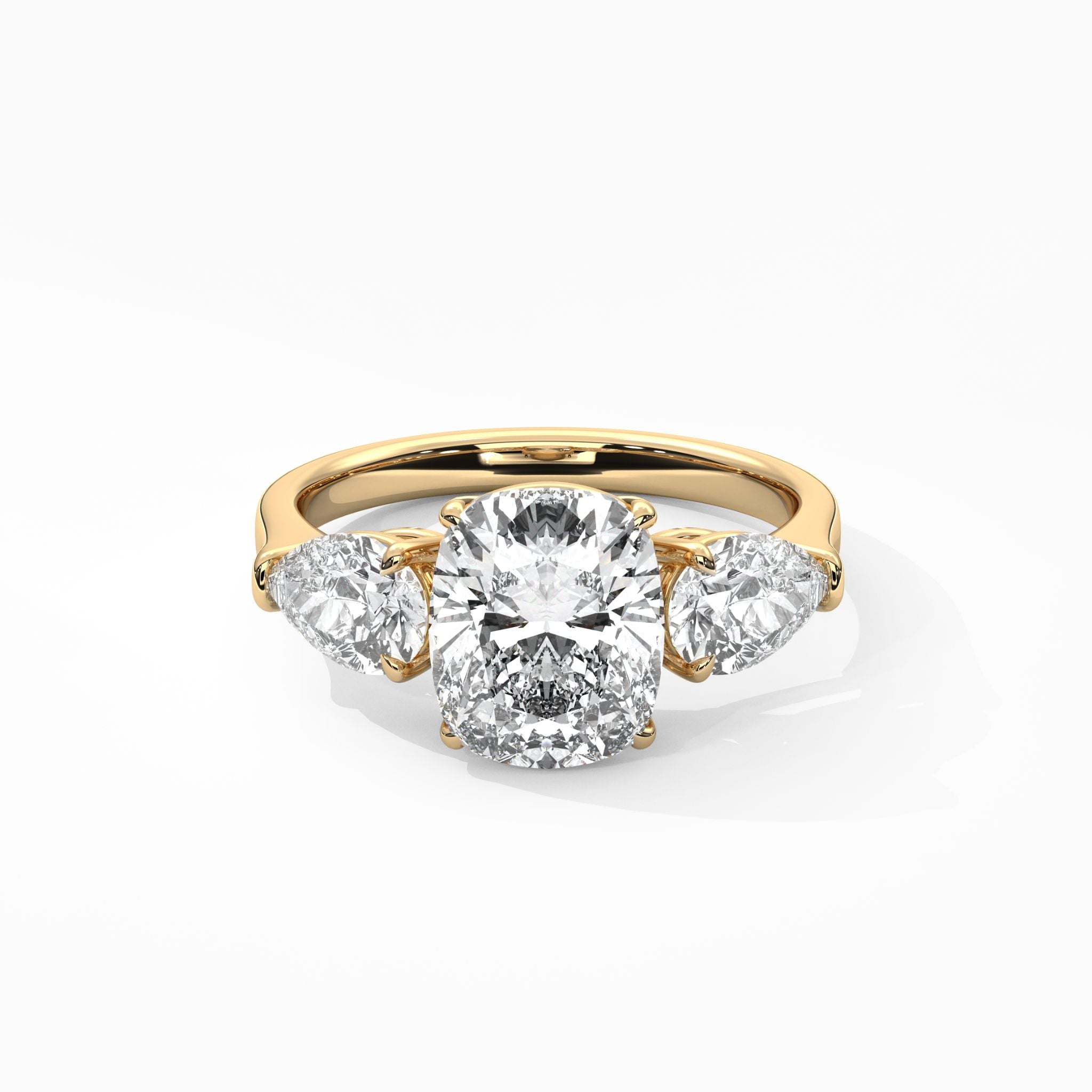 Odette Radiant Triple Diamond Engagement Ring