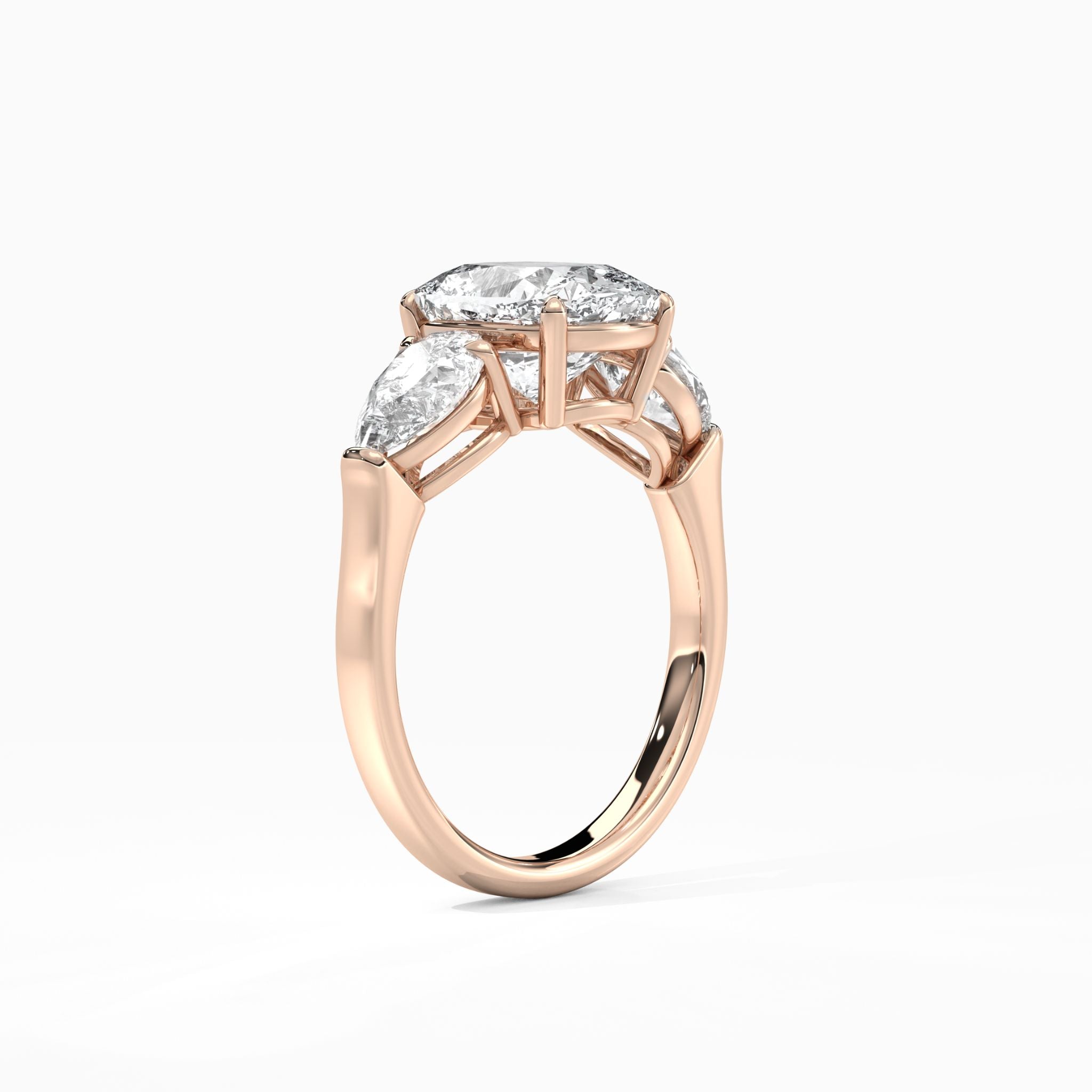 Odette Radiant Triple Diamond Engagement Ring