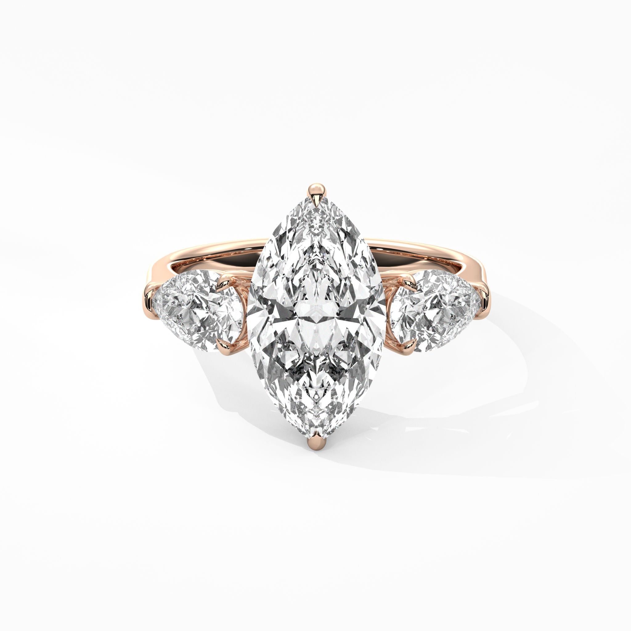 Evelyn Marquise Triple DIamonds Engagement Ring