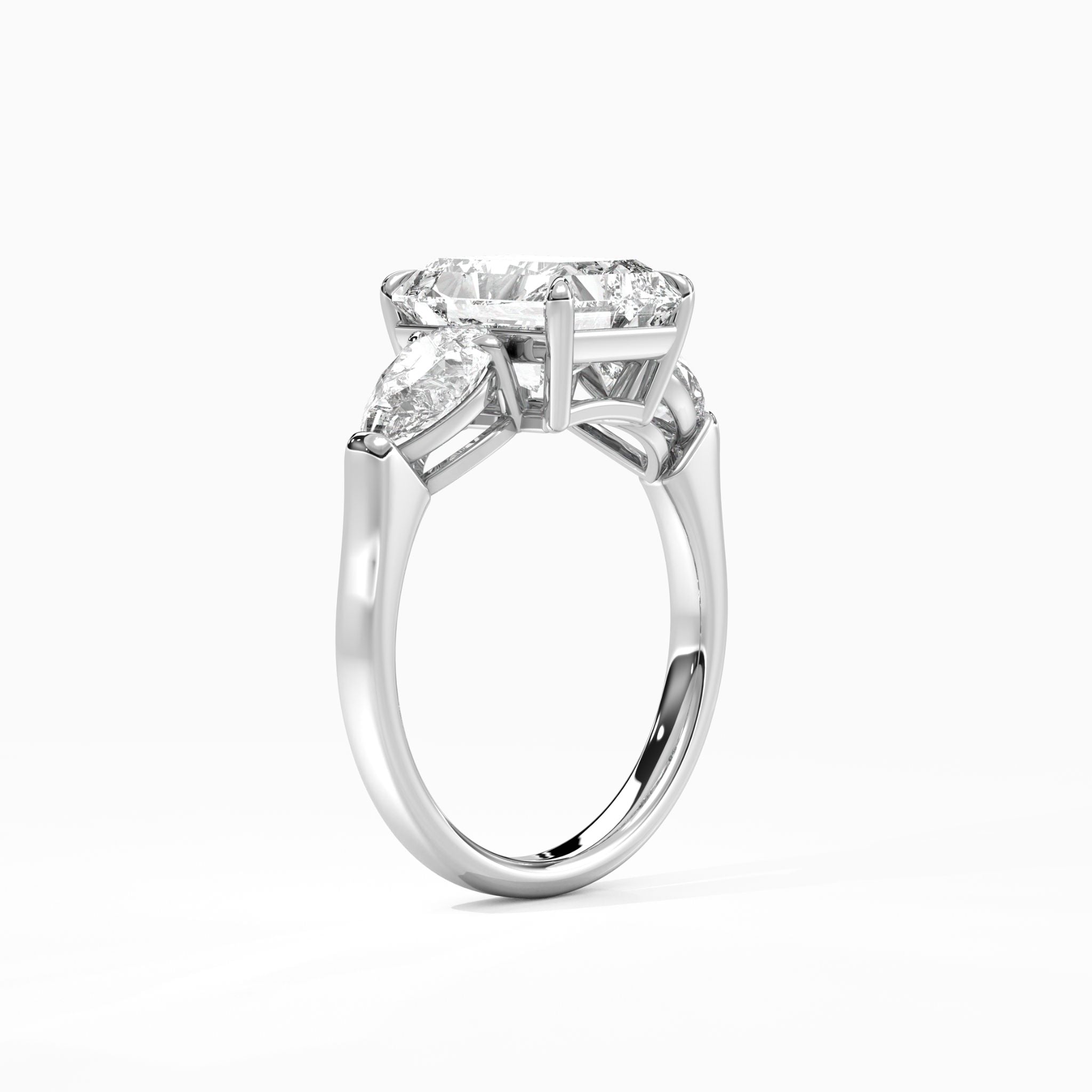 Adette Radiant Triple Diamonds Engagement Ring