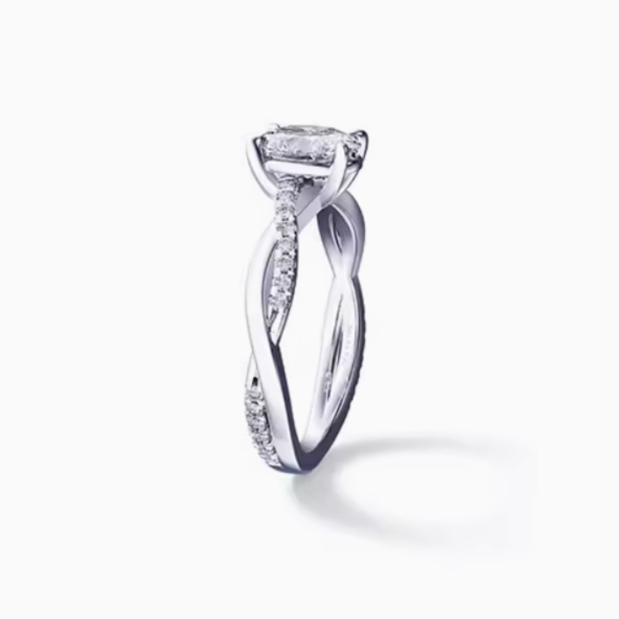 Oval Embrace Intertwined Bands with Diamond on one band