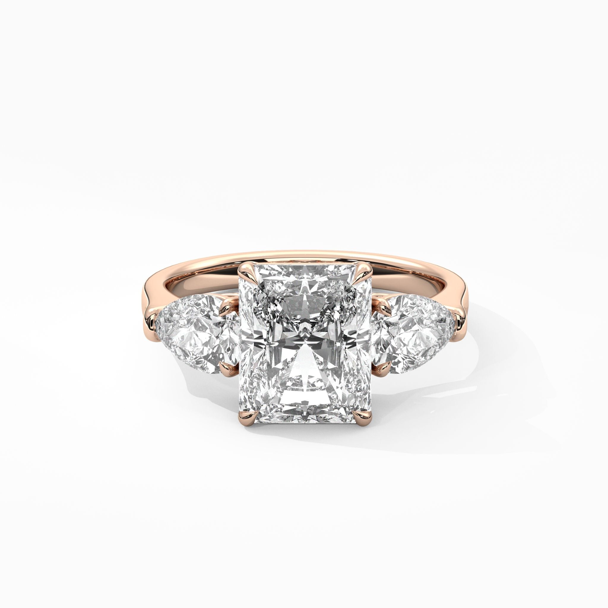 Adette Radiant Triple Diamonds Engagement Ring