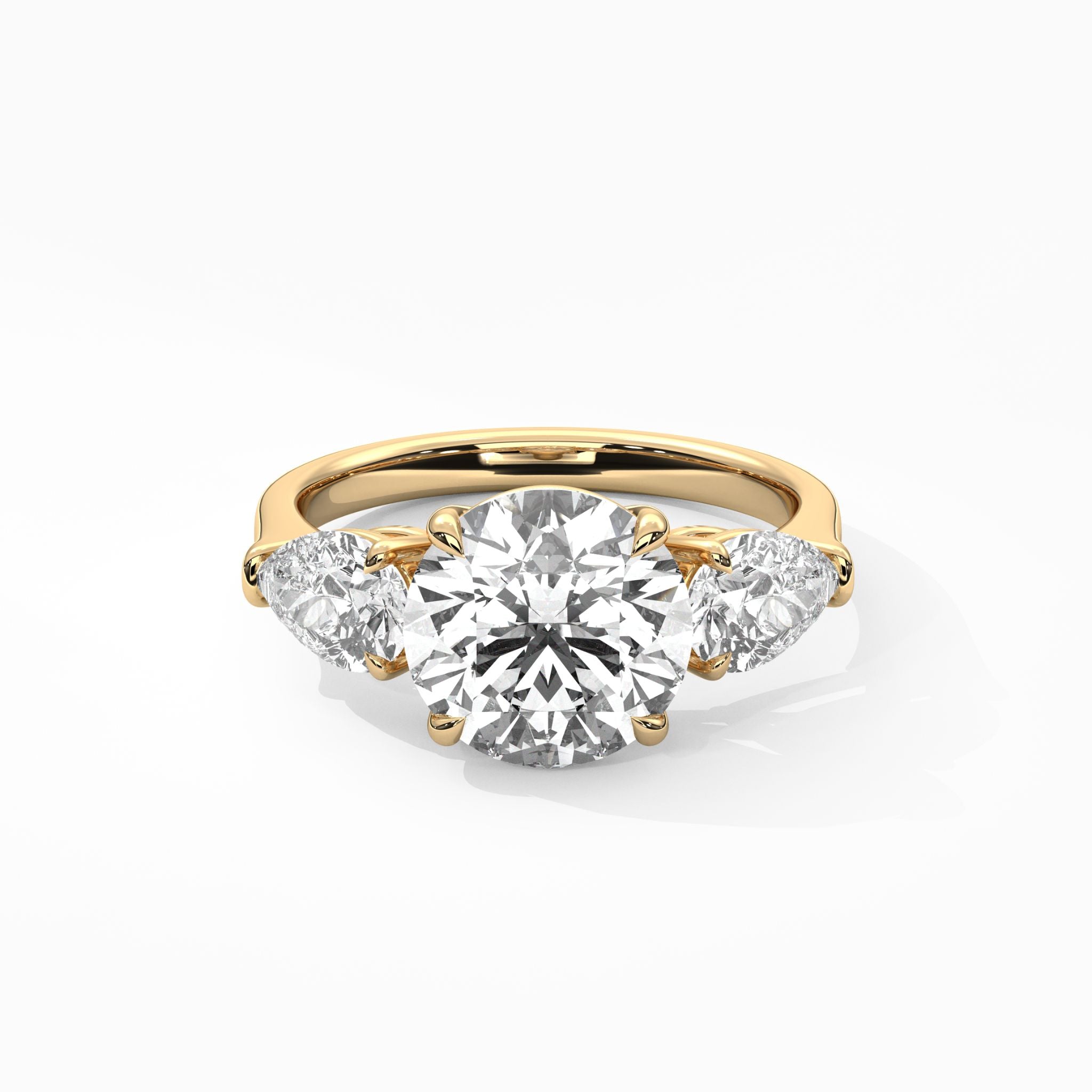 Perline Round Triple Diamonds Engagement Ring