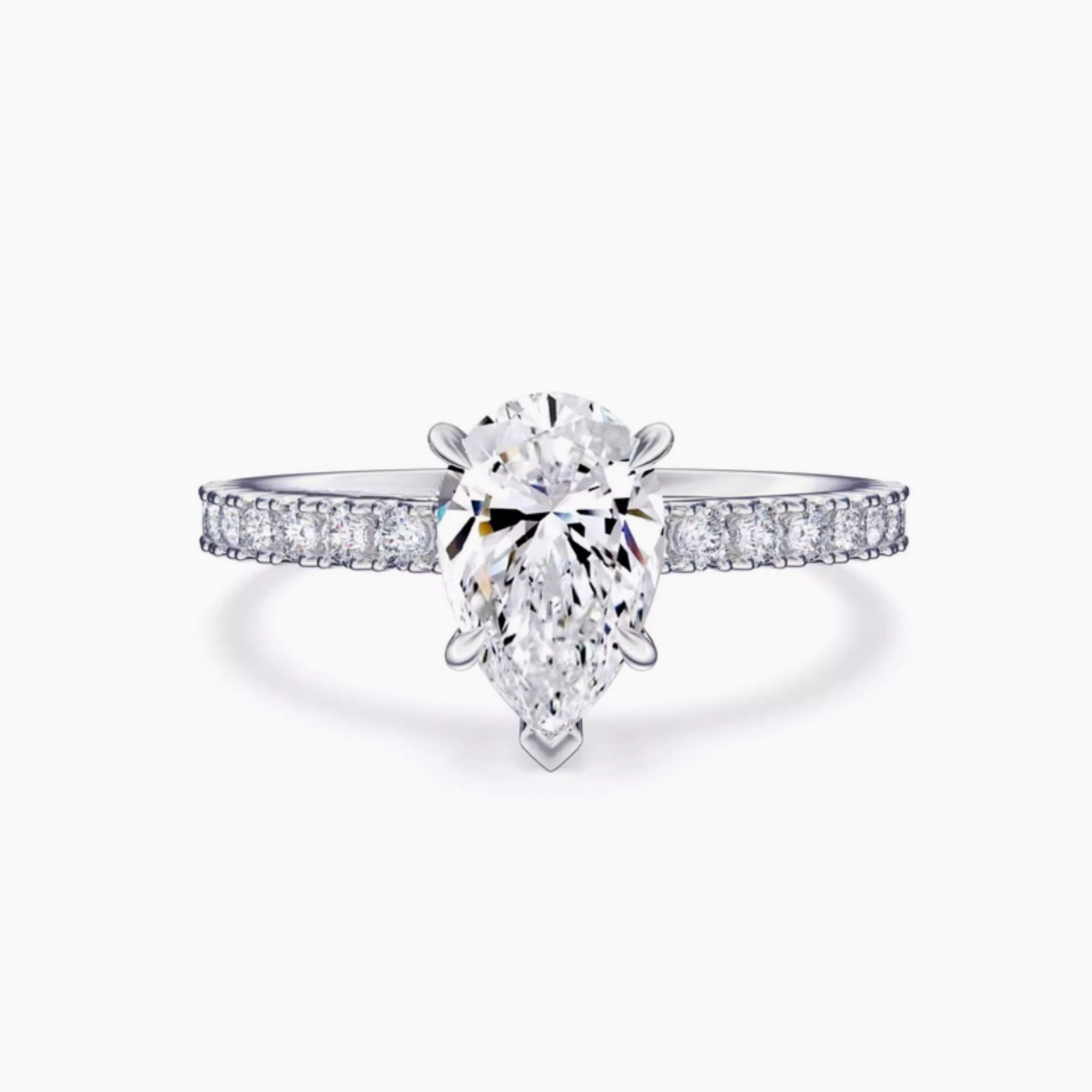 Pear Pavé Promise Engagement Ring with Pavé Band