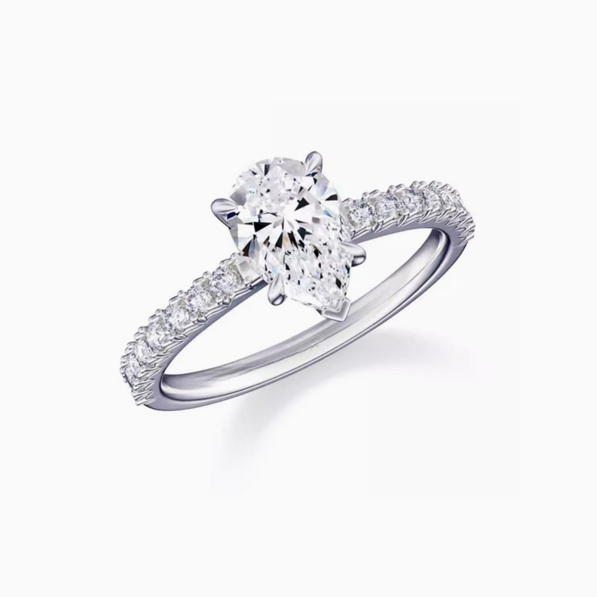 Pear Pavé Promise Engagement Ring with Pavé Band