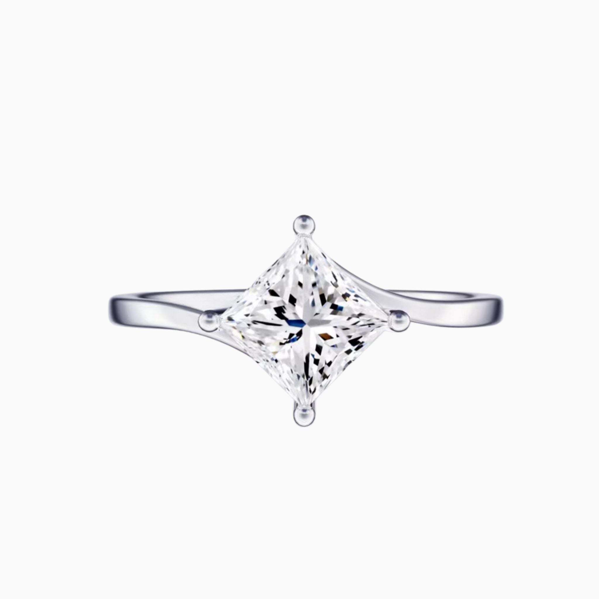 Amore Twisted Band Princess Brilliant Diamond Engagement Ring