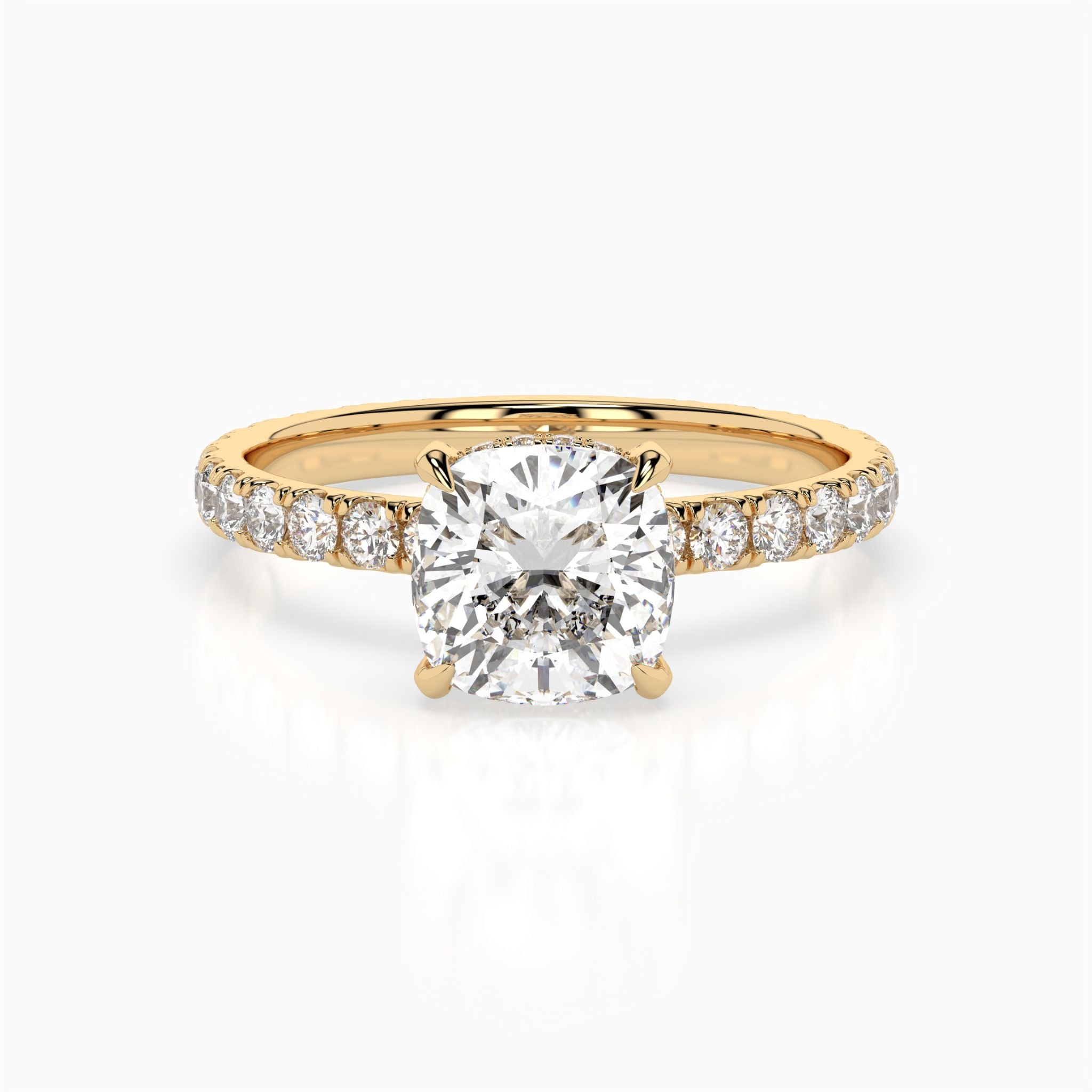 Germaine Cushion Pavé Hidden Halo Engagement Ring