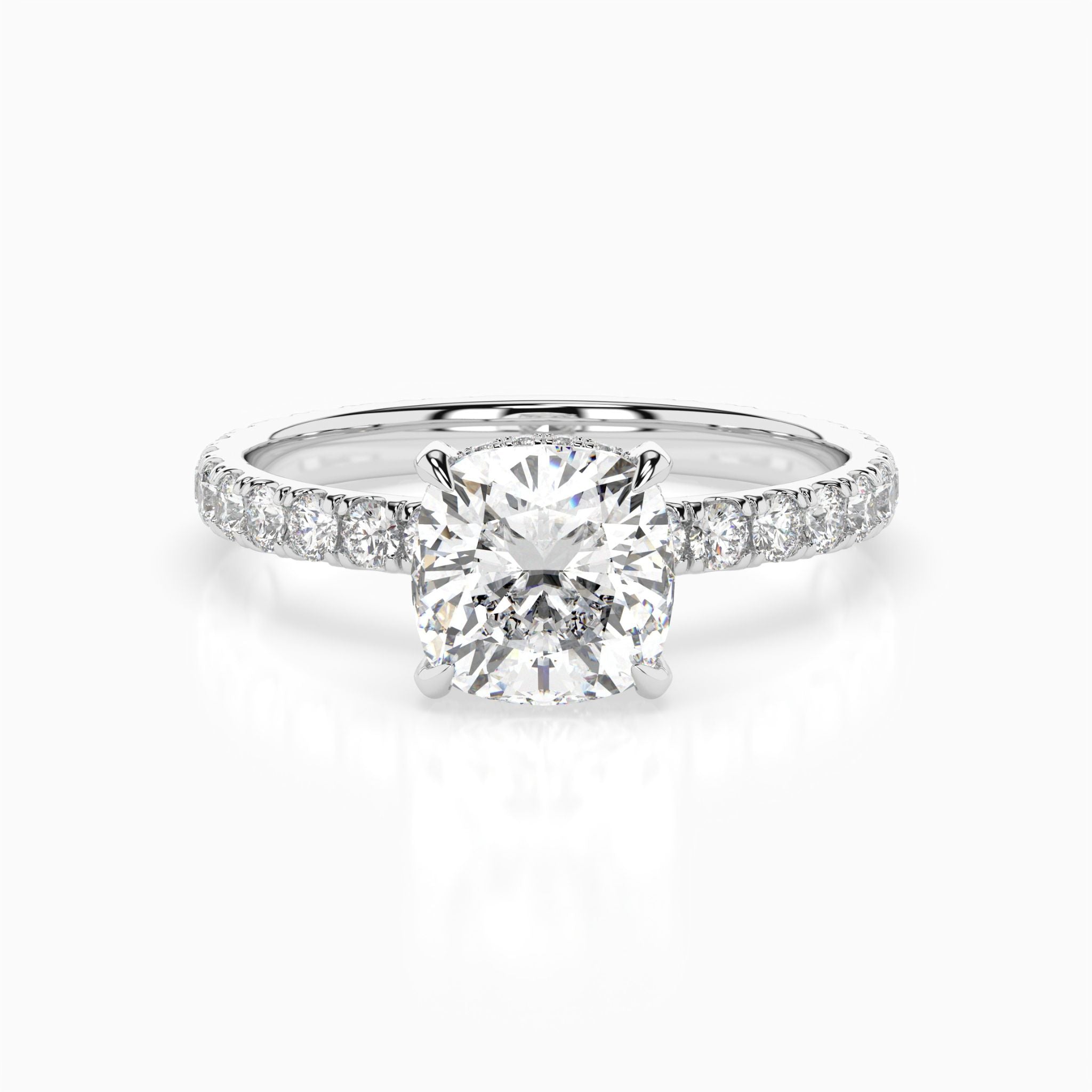 Germaine Cushion Pavé Hidden Halo Engagement Ring