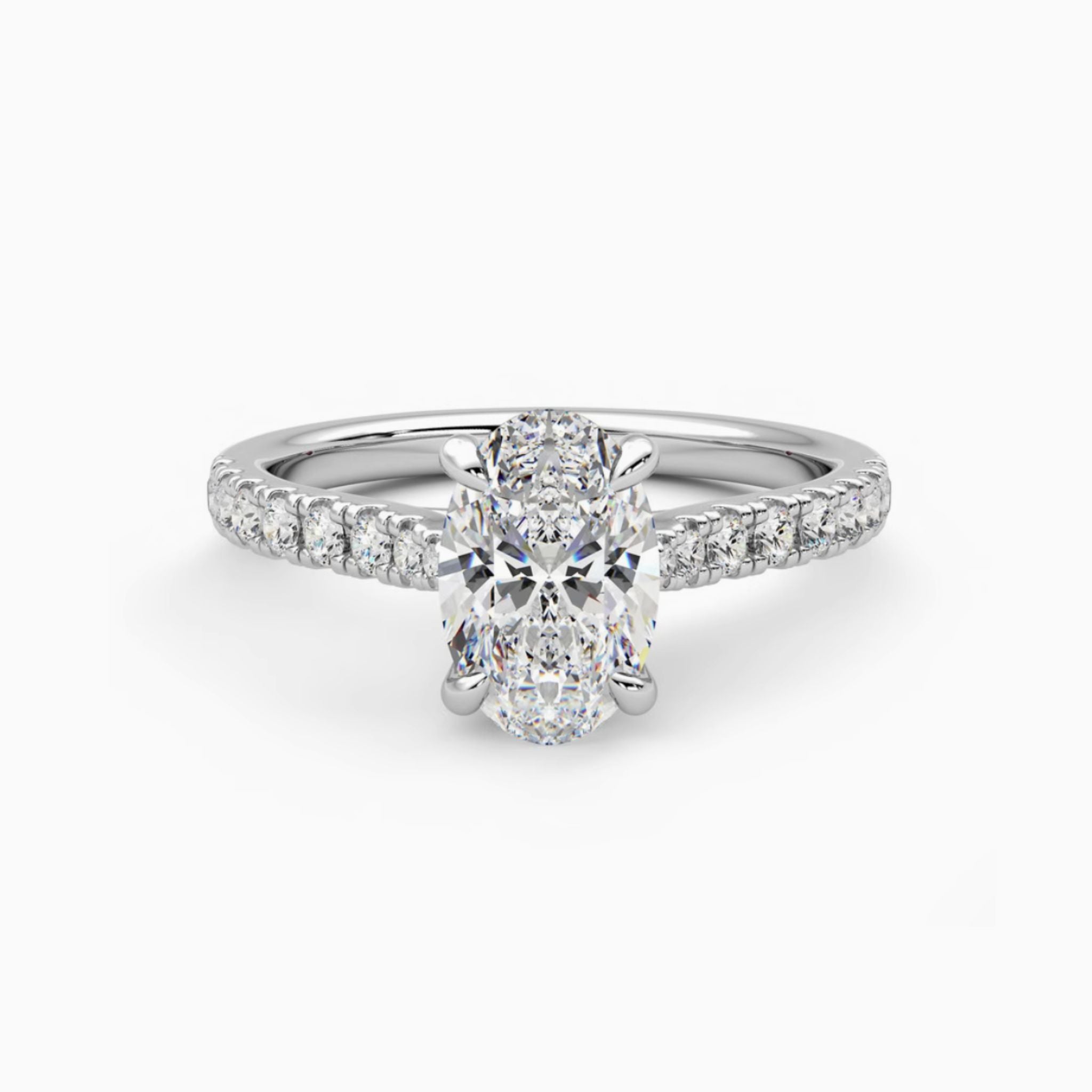 Whisper of Eternity Oval Brilliant Engagement Ring with Pavé Bands