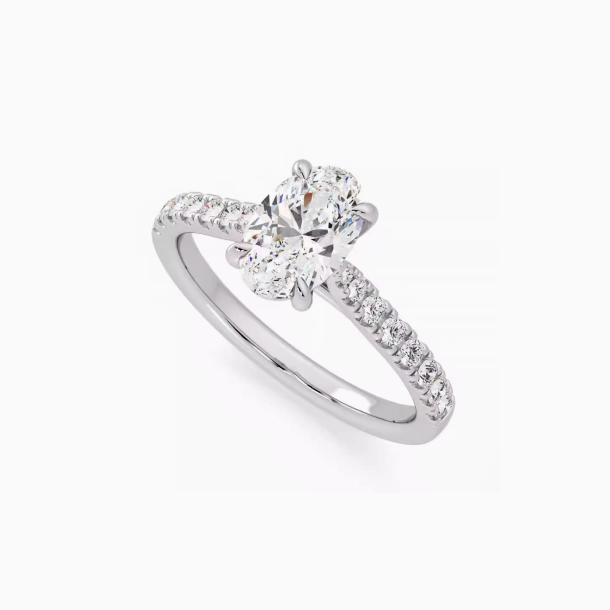 Whisper of Eternity Oval Brilliant Engagement Ring with Pavé Bands