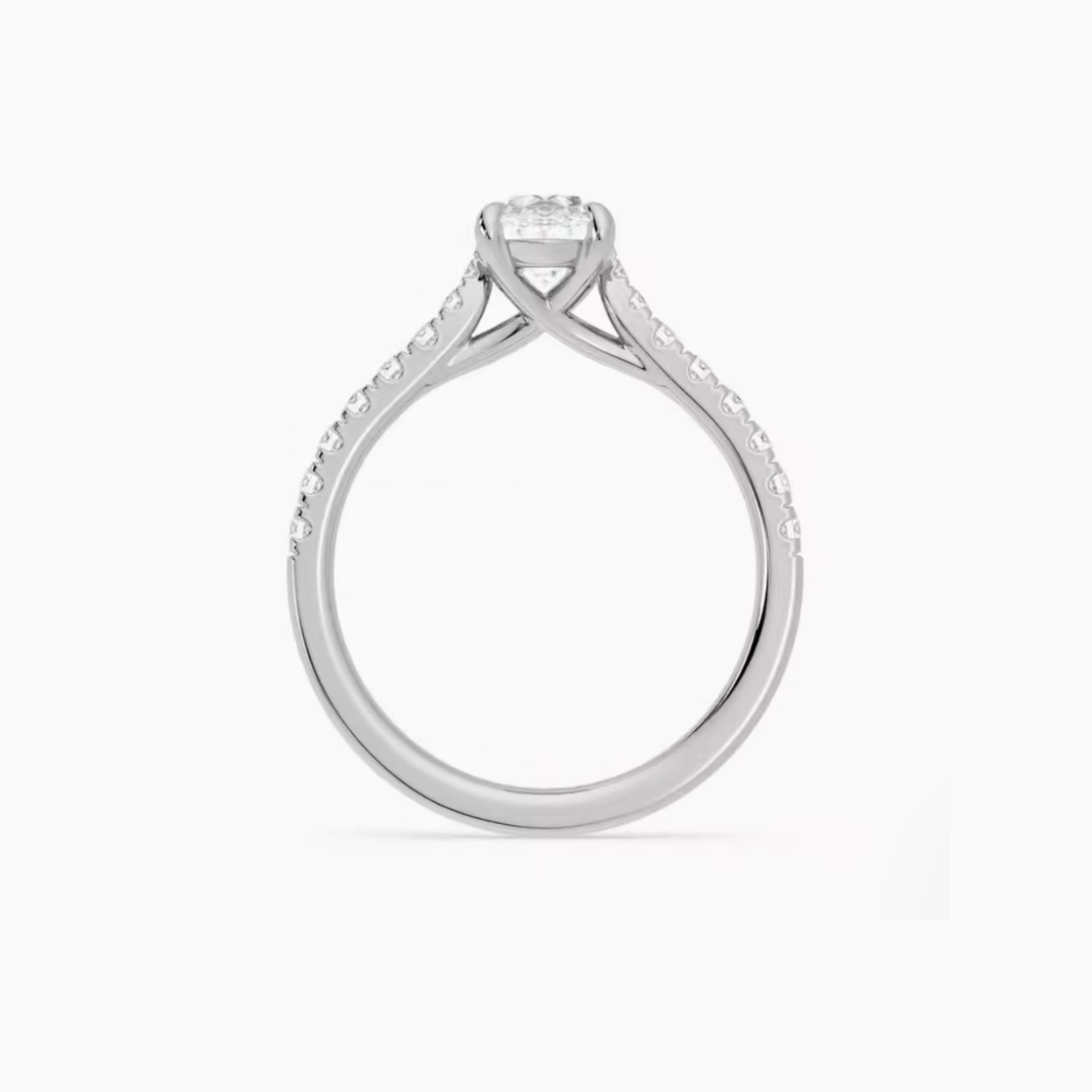 Whisper of Eternity Oval Brilliant Engagement Ring with Pavé Bands