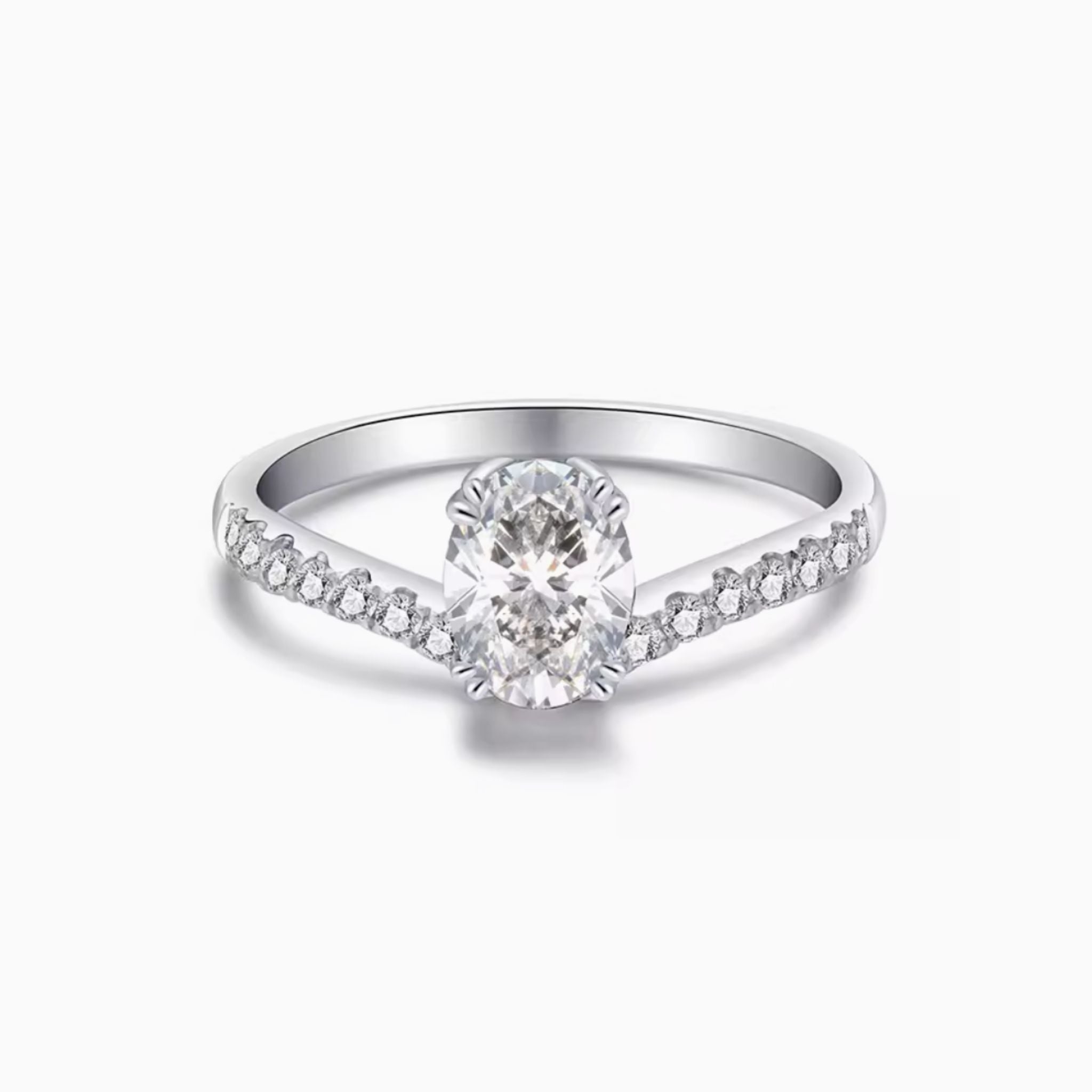 Aurora Oval Brilliant Engagement Ring with Pavé Bands