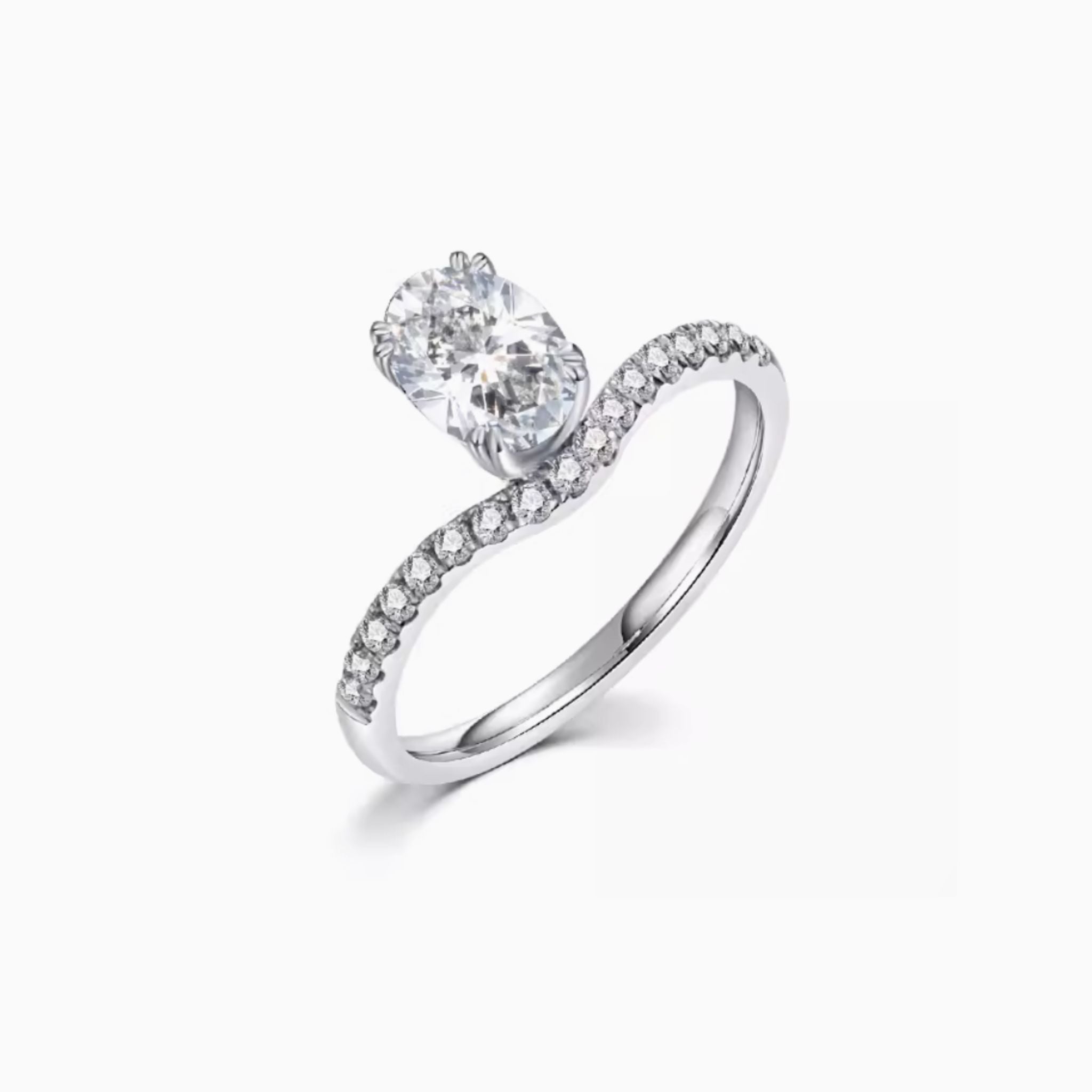 Aurora Oval Brilliant Engagement Ring with Pavé Bands