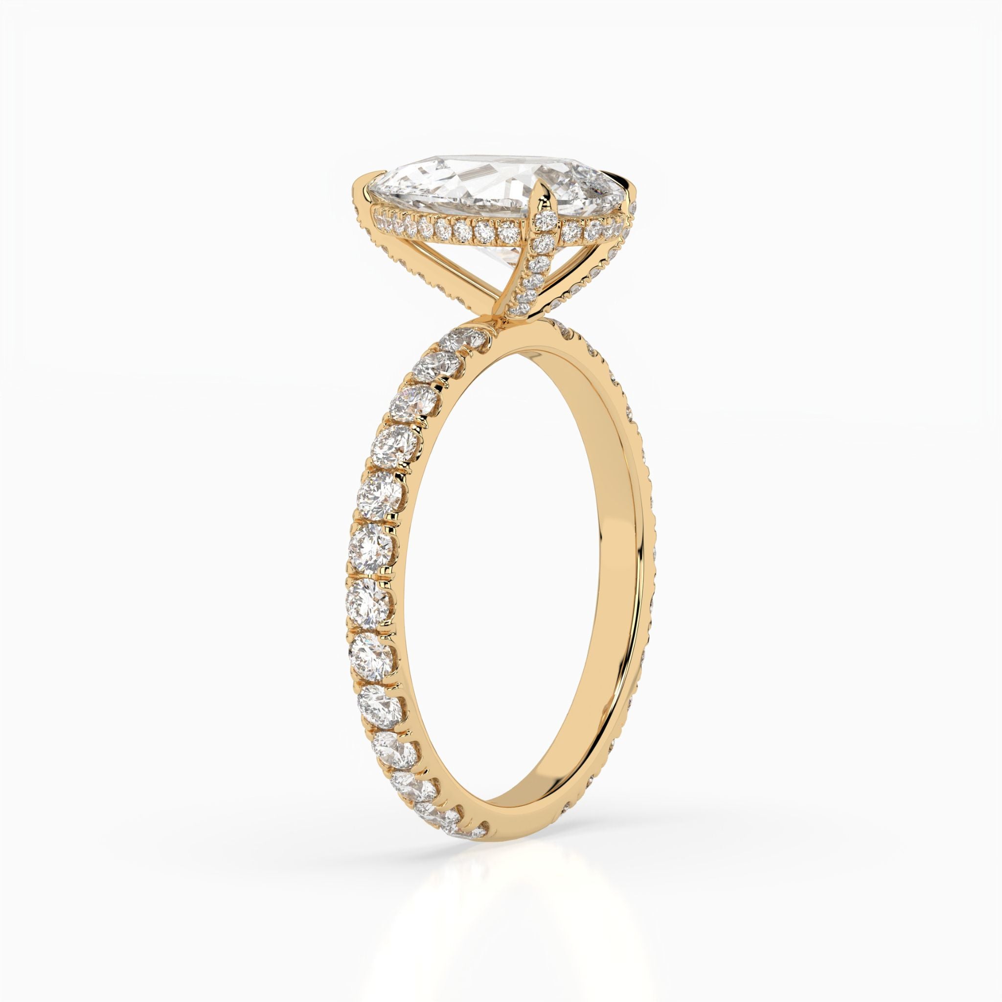 Ariane Pear Pavé Hidden Halo Engagement Ring