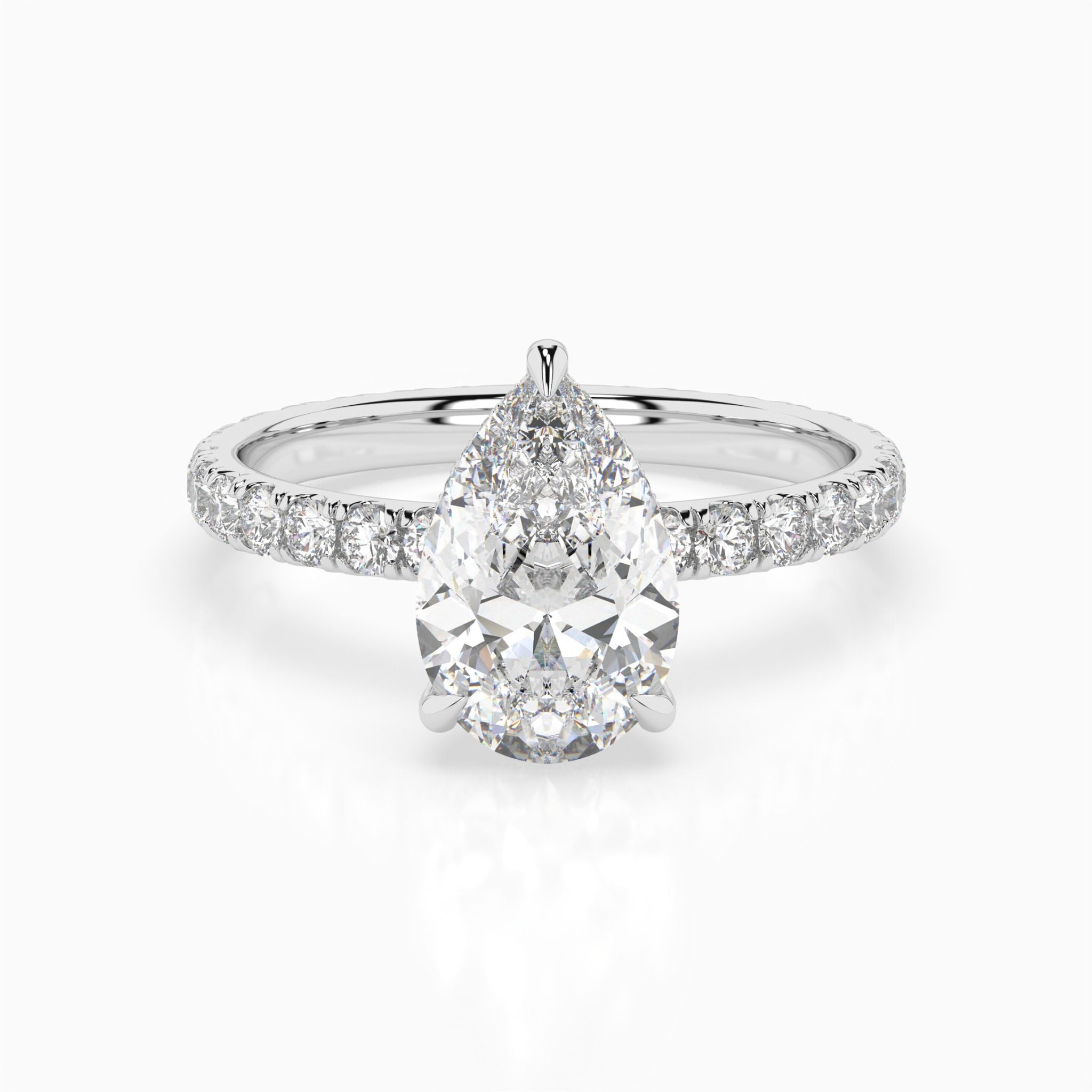 Ariane Pear Pavé Hidden Halo Engagement Ring