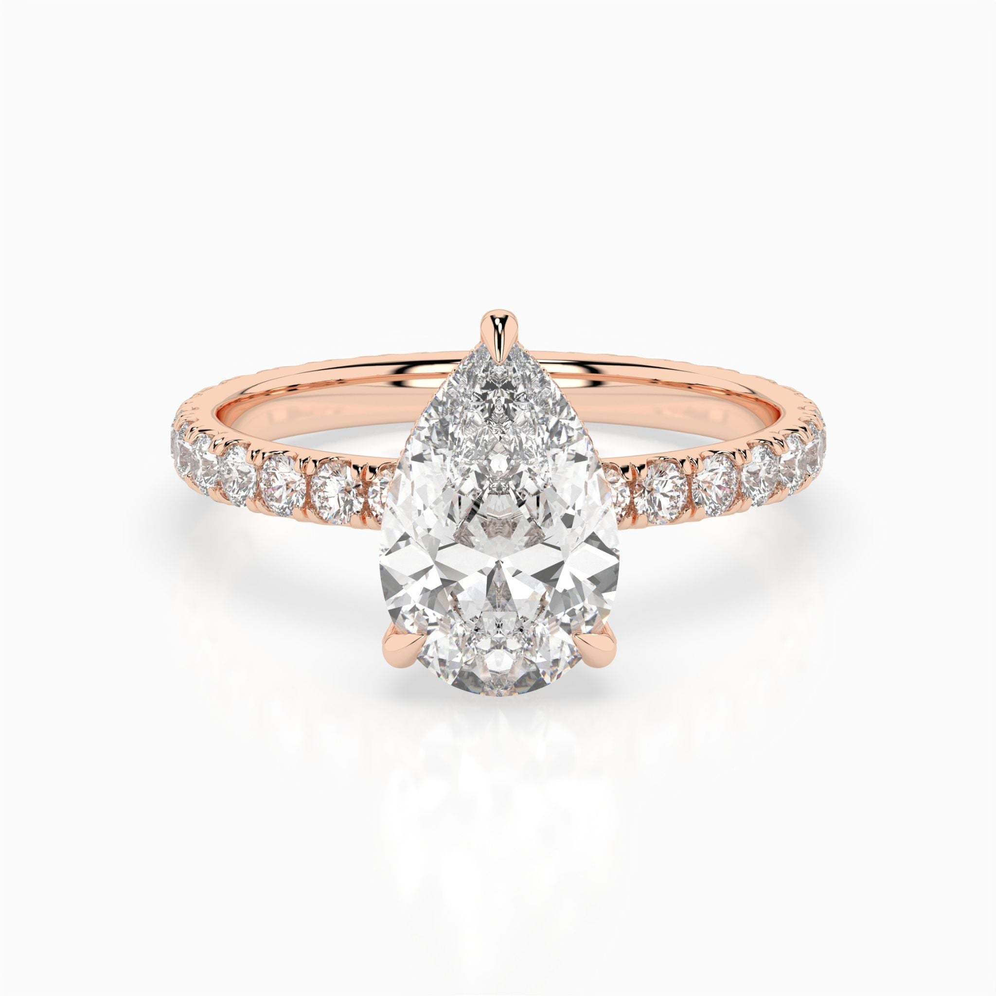 Ariane Pear Pavé Hidden Halo Engagement Ring