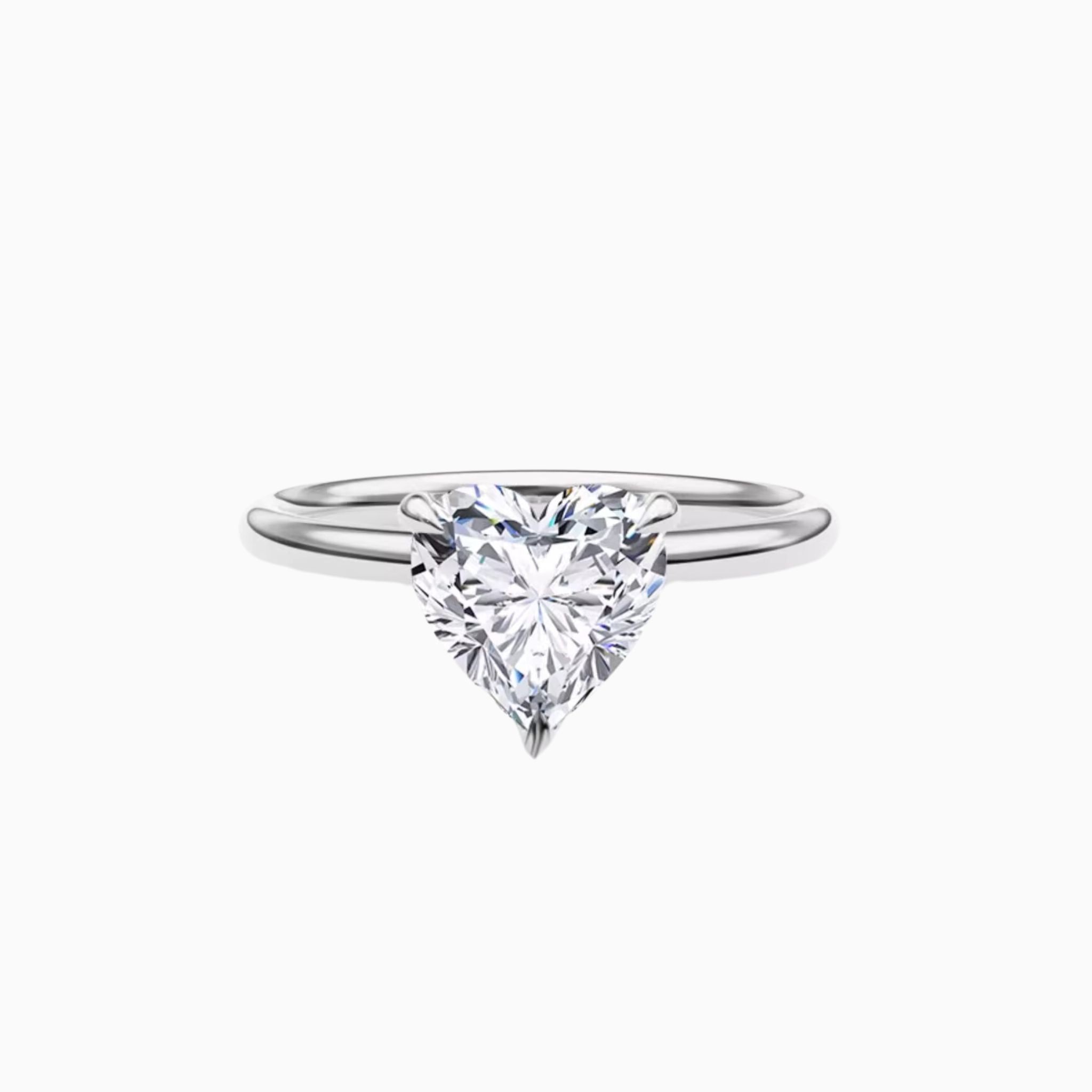 Fleurie Classic Heart Brilliant Diamond Engagement Ring with Diamonds Crown