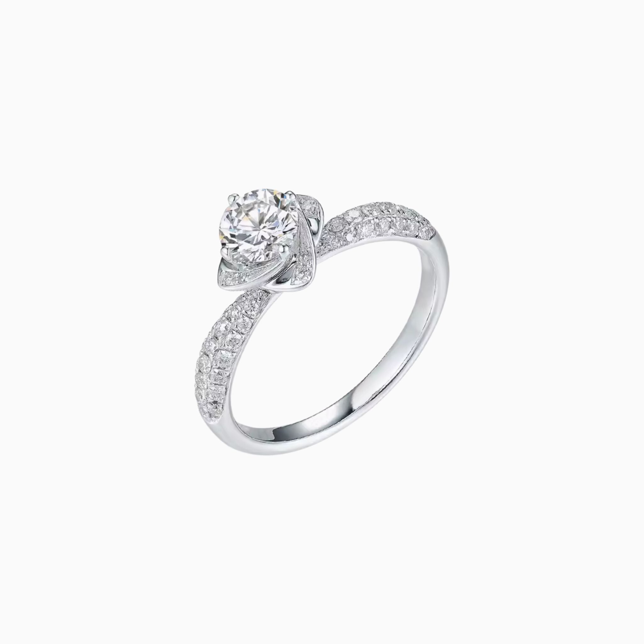 Amelie Rose Petal 3D Pavé Band Engagement Ring with Hidden Gold Accent