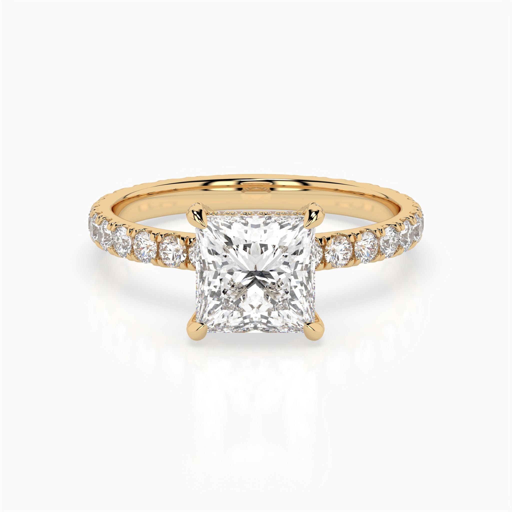 <b>Build Your Own</b> <br>Josette Princess Pavé Hidden Halo Engagement Ring<br>