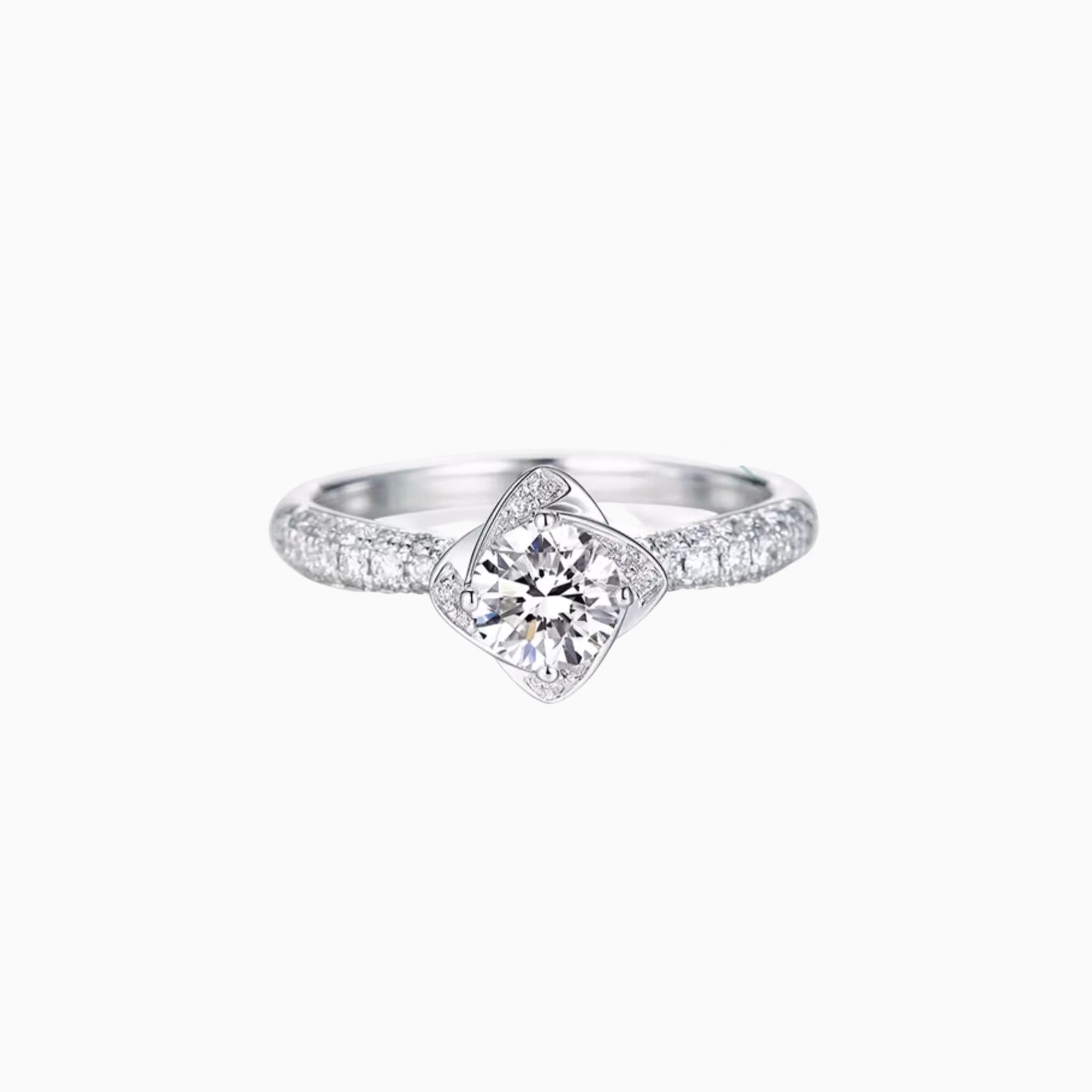 Amelie Rose Petal 3D Pavé Band Engagement Ring with Hidden Gold Accent