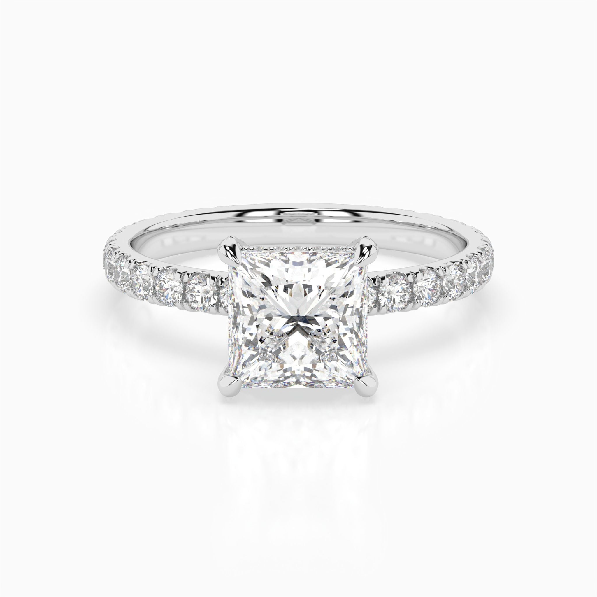 Josette Princess Pavé Hidden Halo Engagement Ring