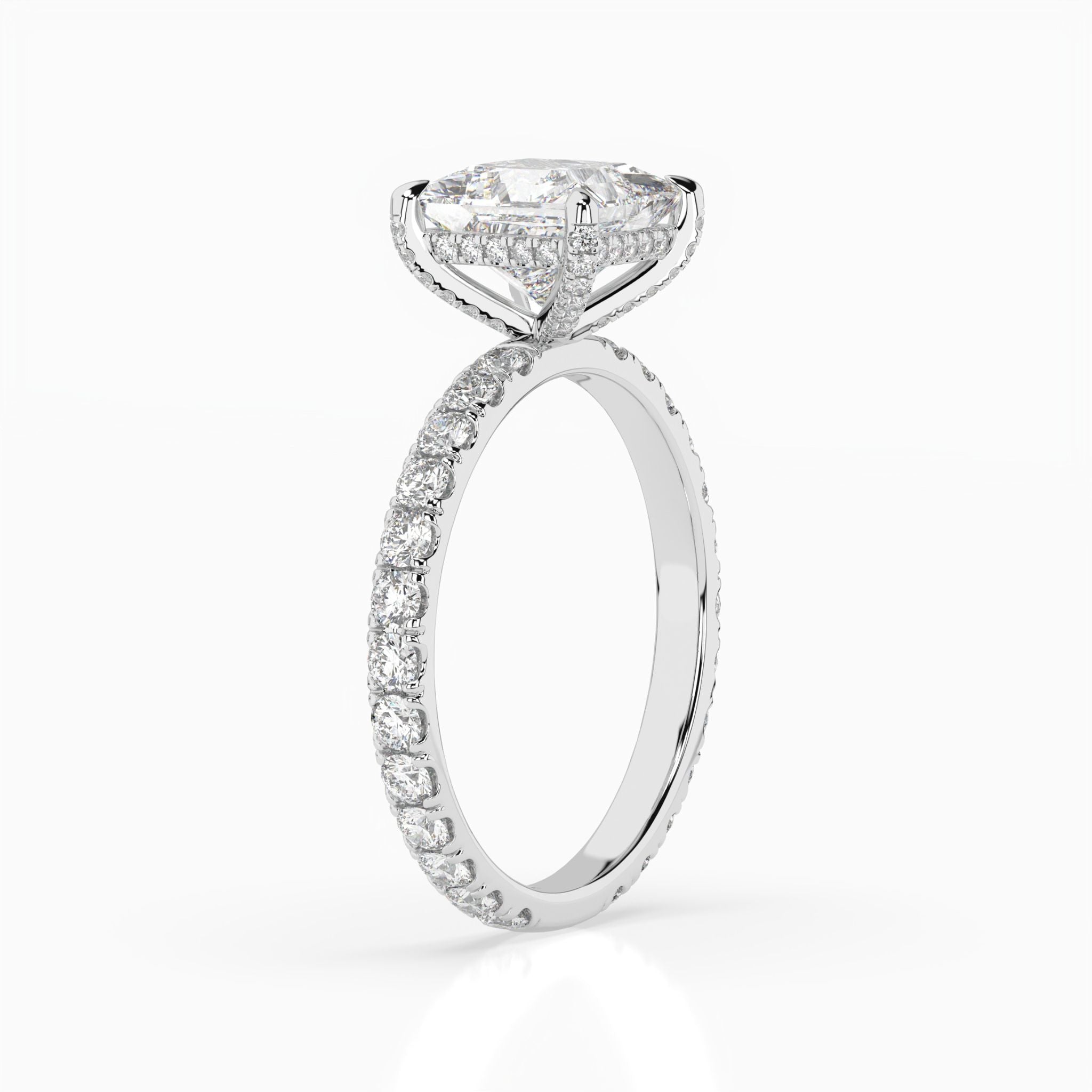 Josette Princess Pavé Hidden Halo Engagement Ring