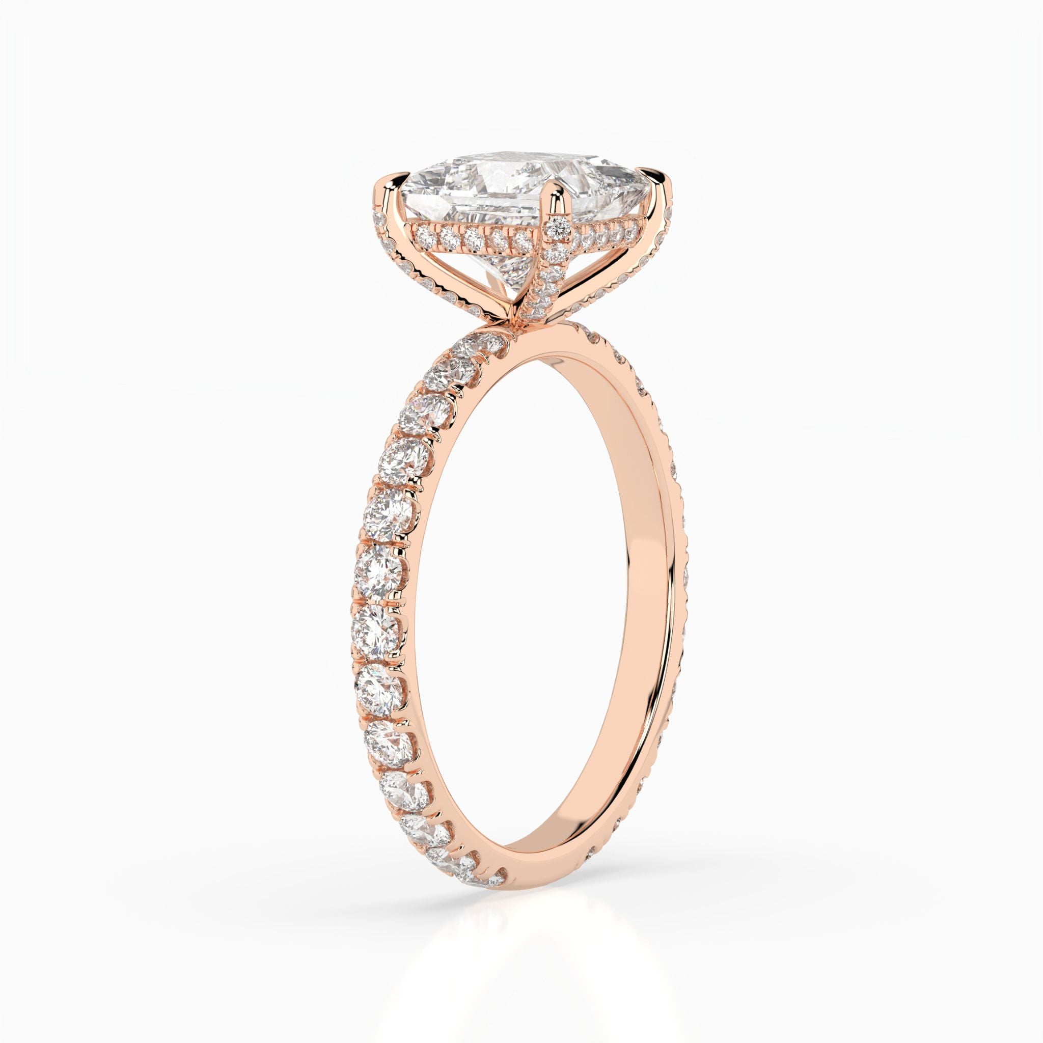 <b>Build Your Own</b> <br>Josette Princess Pavé Hidden Halo Engagement Ring<br>