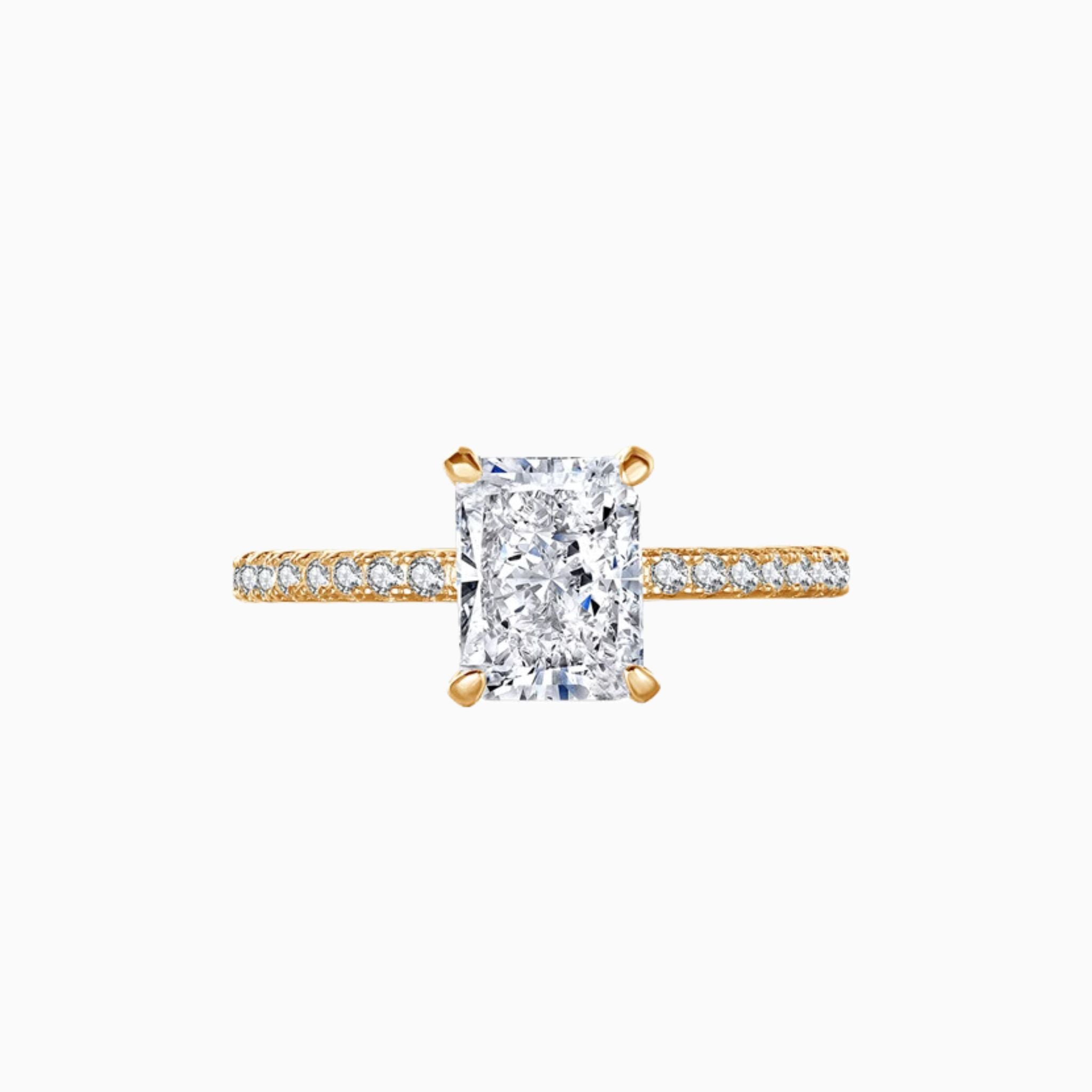 Camellia Radiant Cut Hidden Halo Pavé Engagement Ring