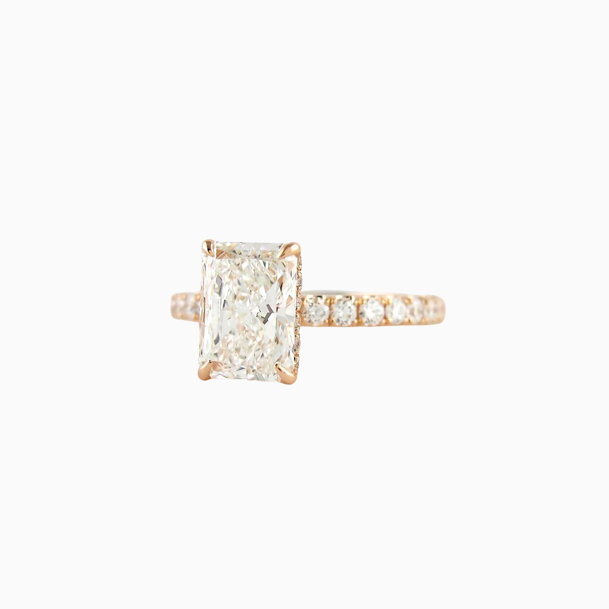 Camellia Radiant Cut Hidden Halo Pavé Engagement Ring