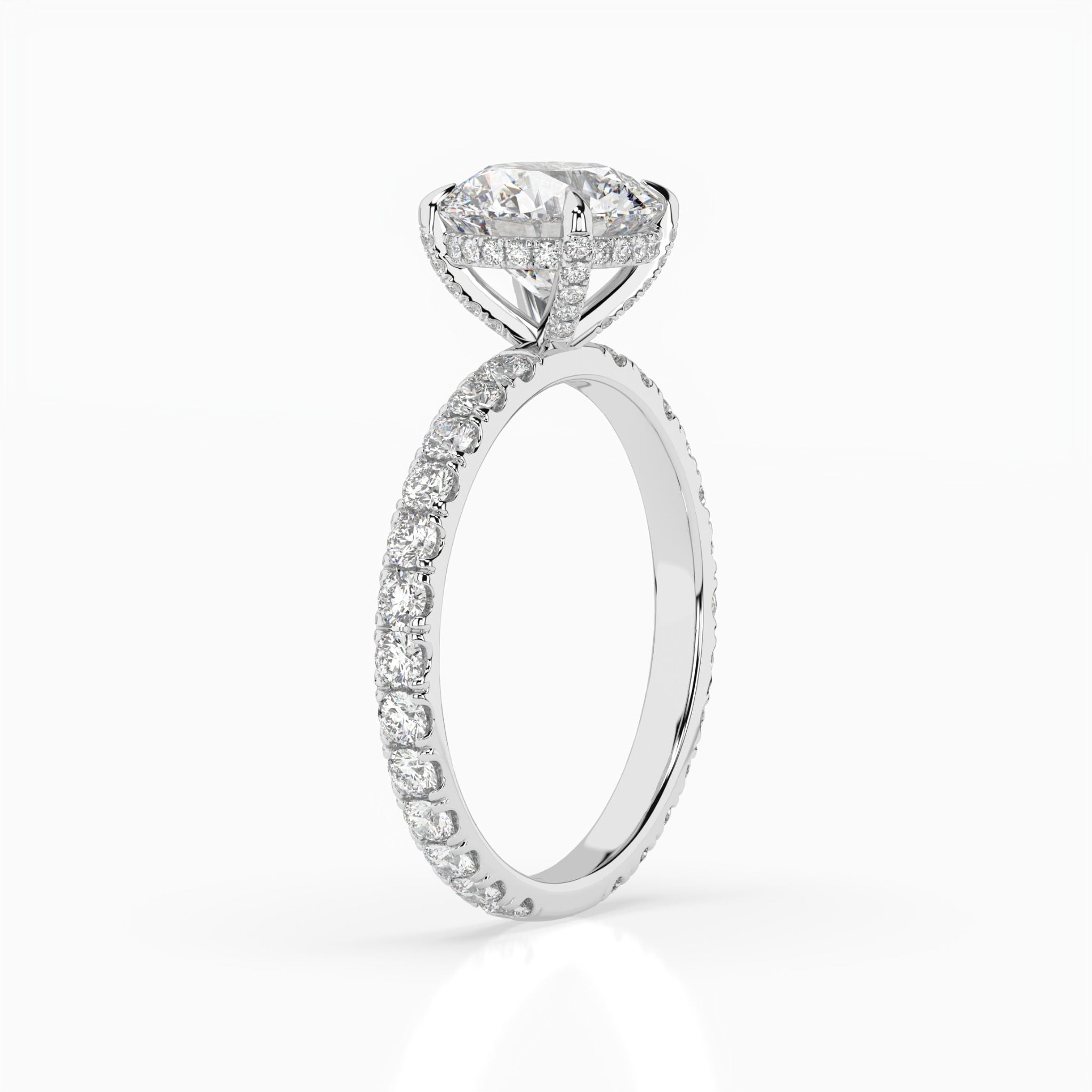 Abella Round Pavé Hidden Halo Engagement Ring