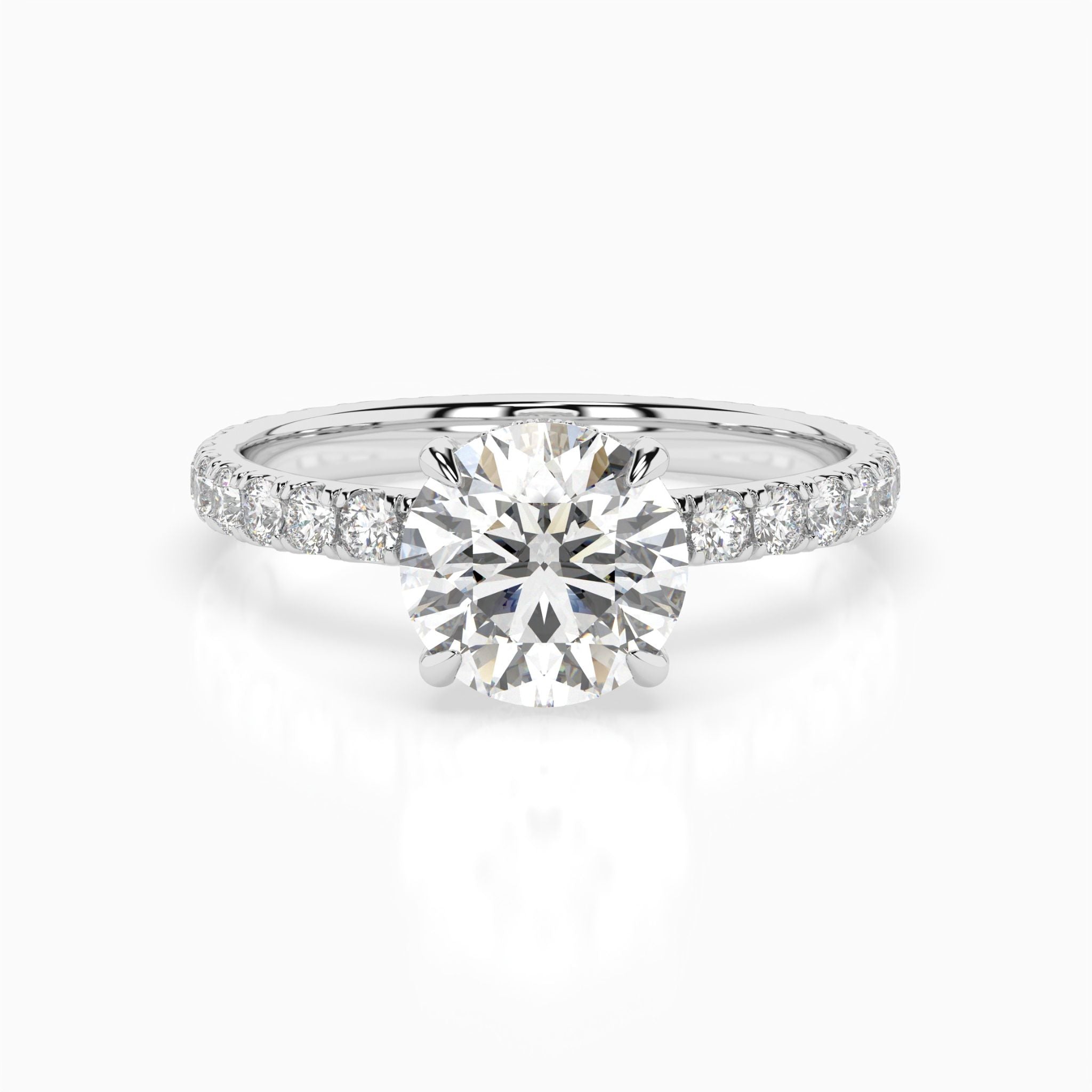 Abella Round Pavé Hidden Halo Engagement Ring