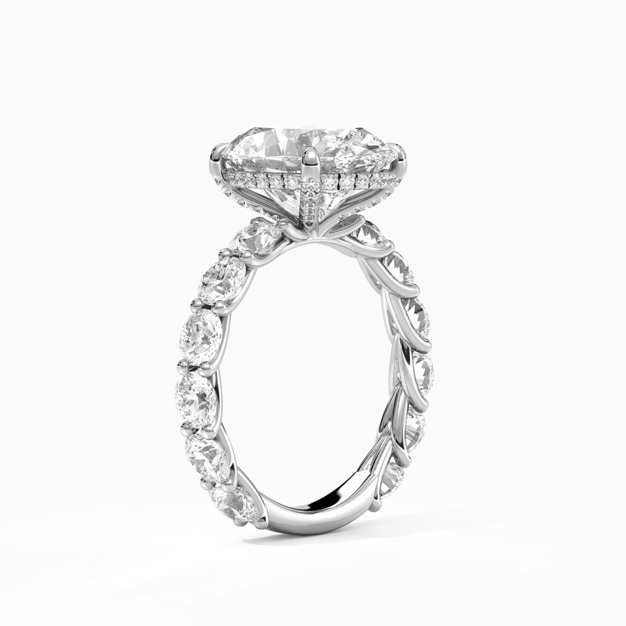 The Perrine: Oval Wave-Pavé Hidden Halo Engagement Ring