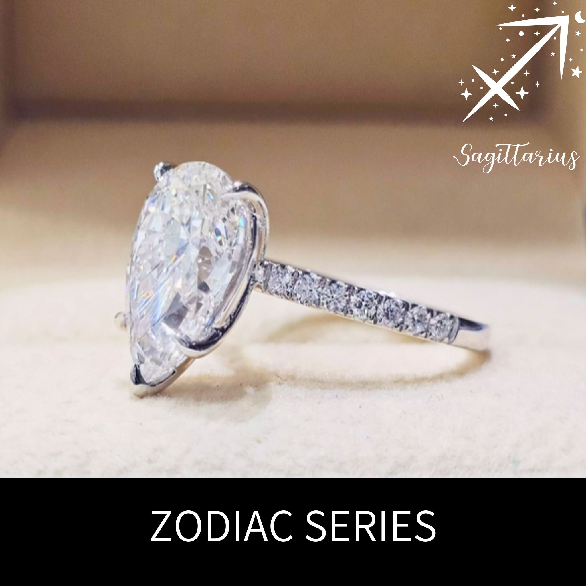 Sagittarius Pear Brilliant Pavé Engagement Ring