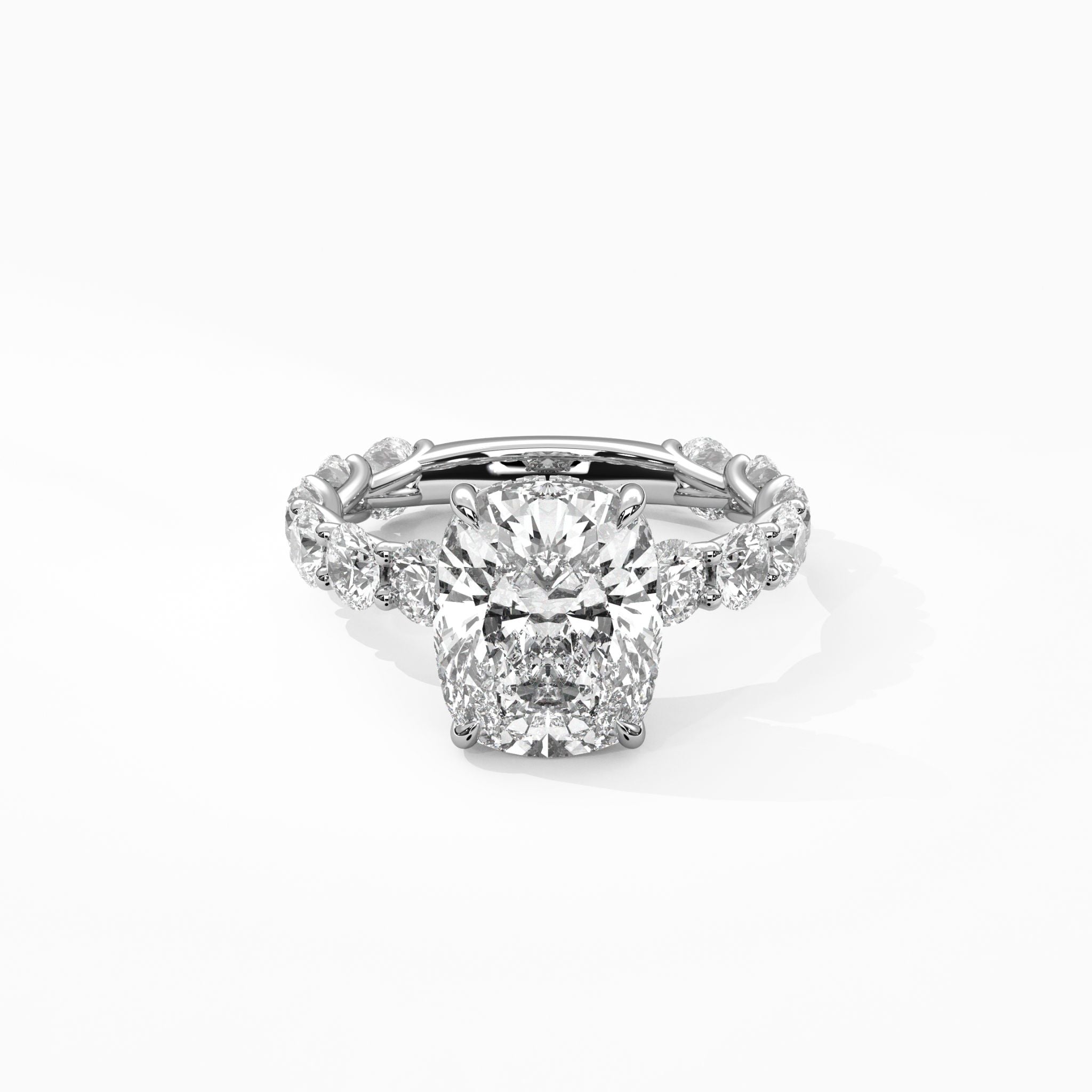 The Eviane: Cushion Wave-Pavé Hidden Halo Engagement Ring