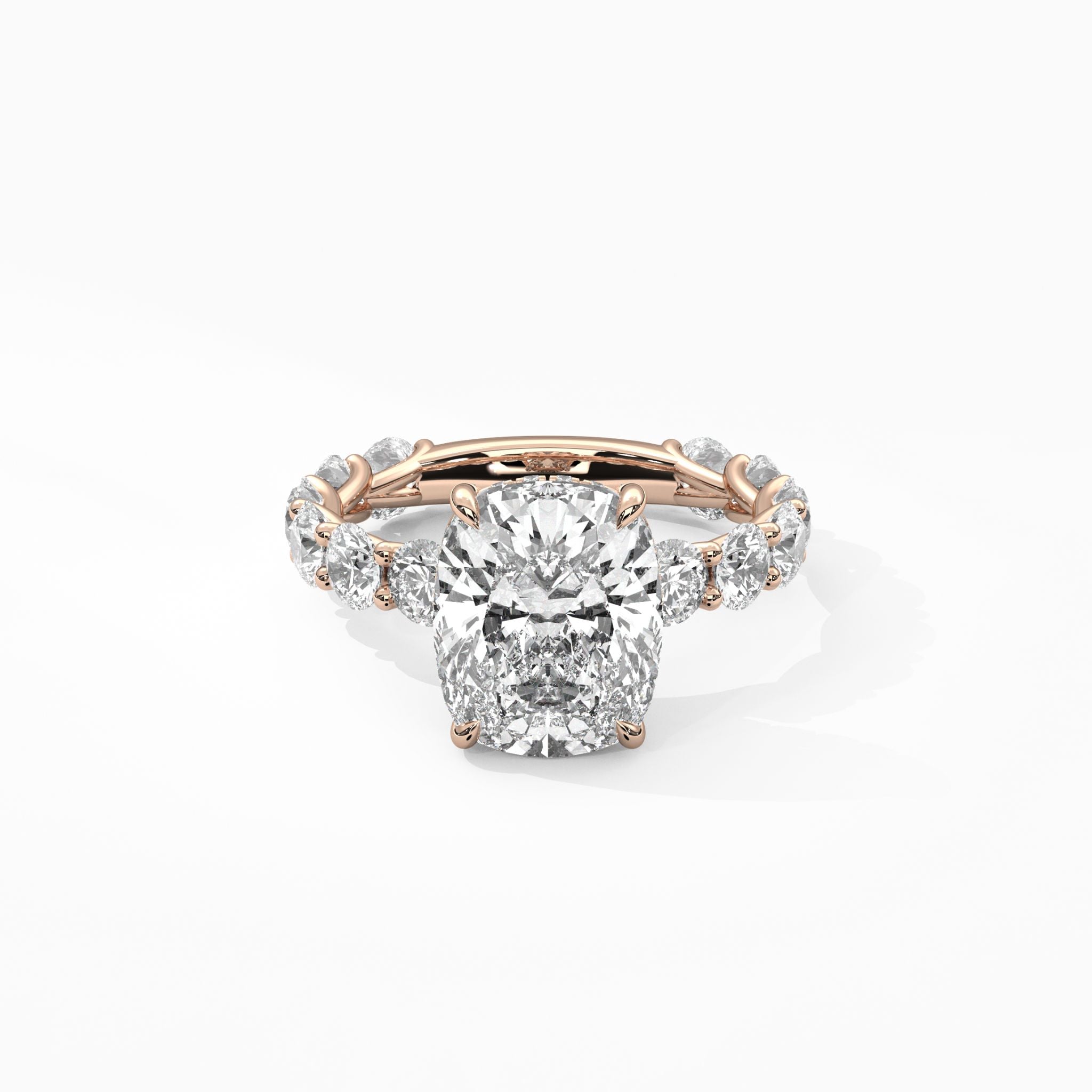 <b>Build Your Own</b> <br>The Eviane: Cushion Wave-Pavé Hidden Halo Engagement Ring<br>