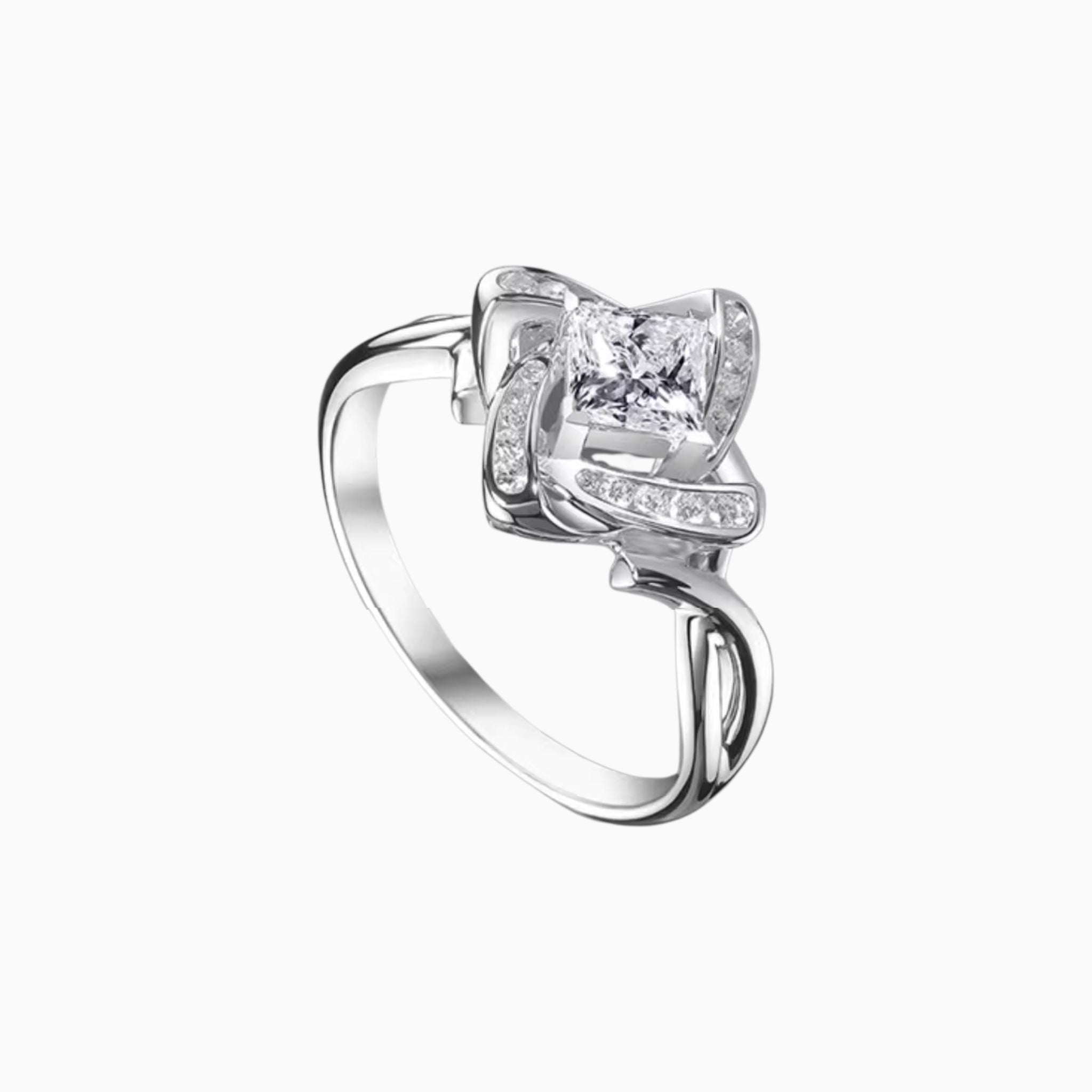 Merise Eternal Flower Engagement Ring with Princess Brilliant Diamond