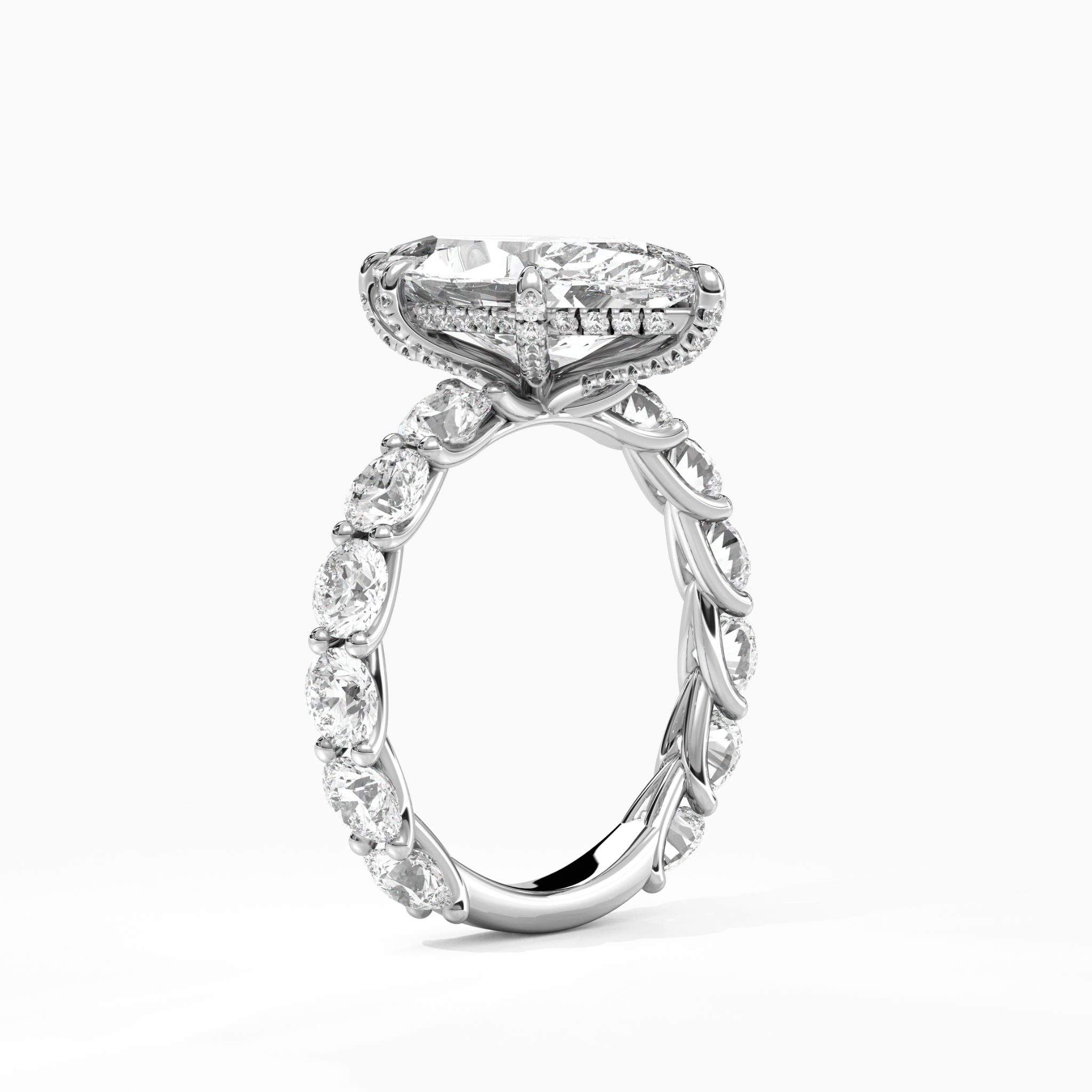 <b>Build Your Own</b> <br>The Sandrine: Marquise Wave-Pavé Hidden Halo Engagement Ring<br>