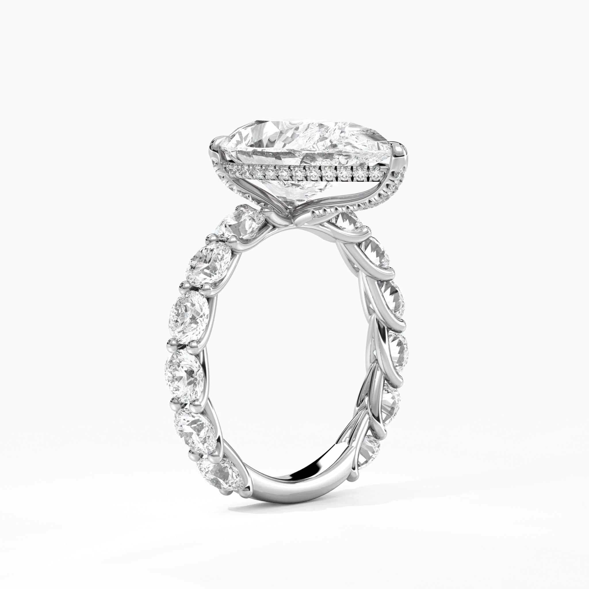 The Julienne: Pear Wave-Pavé Hidden Halo Engagement Ring