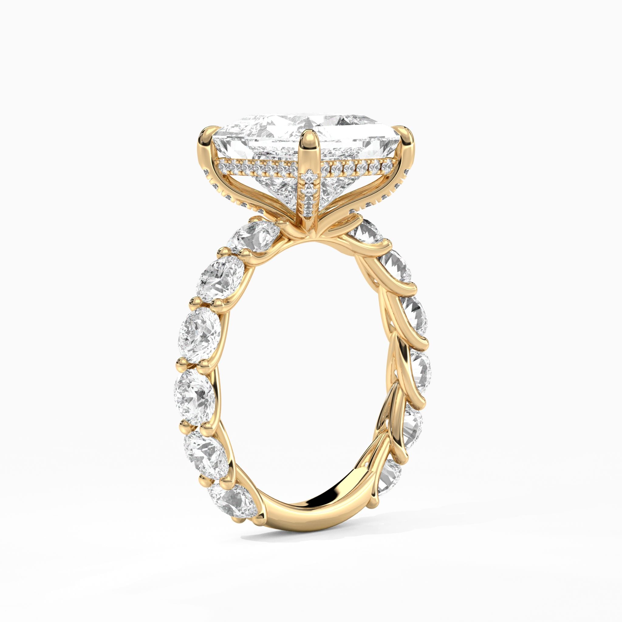 <b>Build Your Own</b> <br>The Martine: Princess Wave-Pavé Hidden Halo Engagement Ring<br>