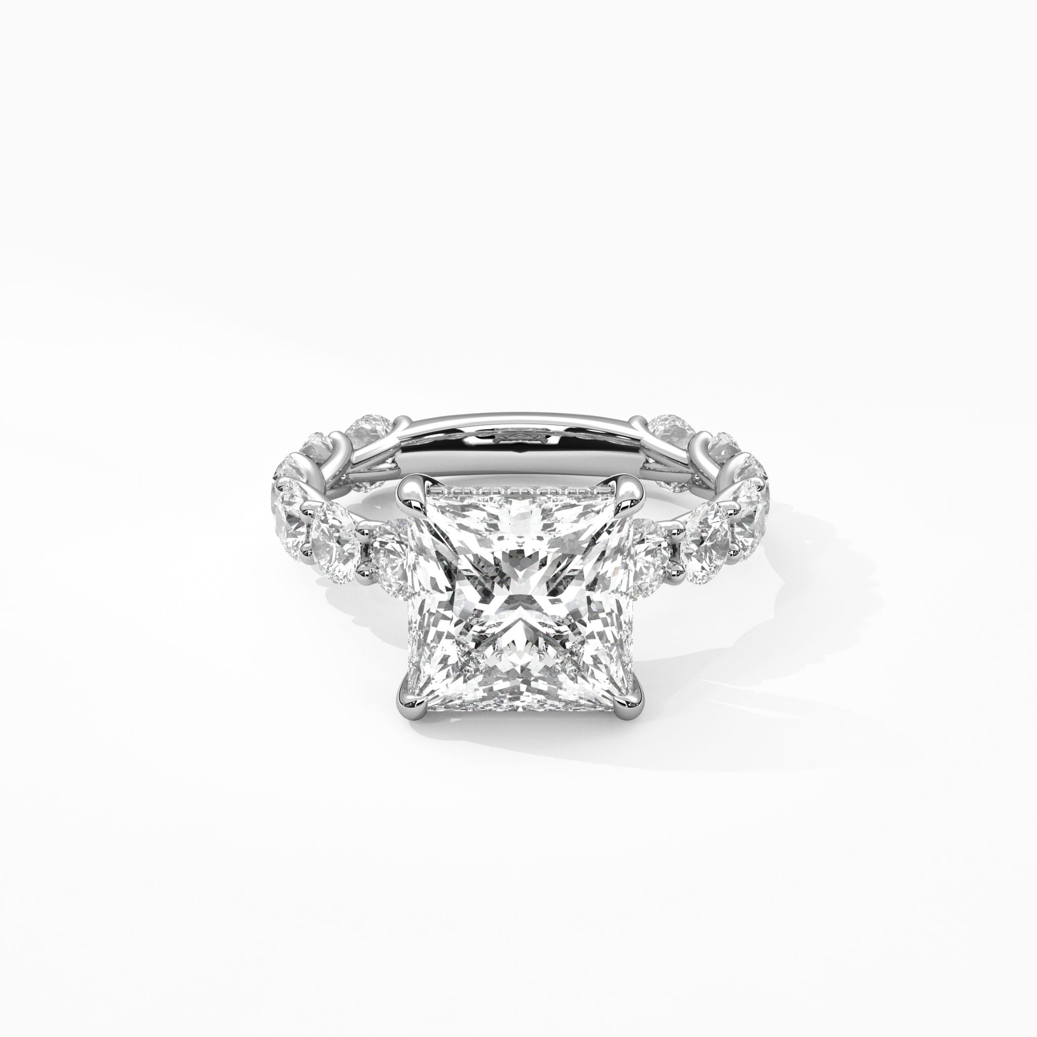 The Martine: Princess Wave-Pavé Hidden Halo Engagement Ring