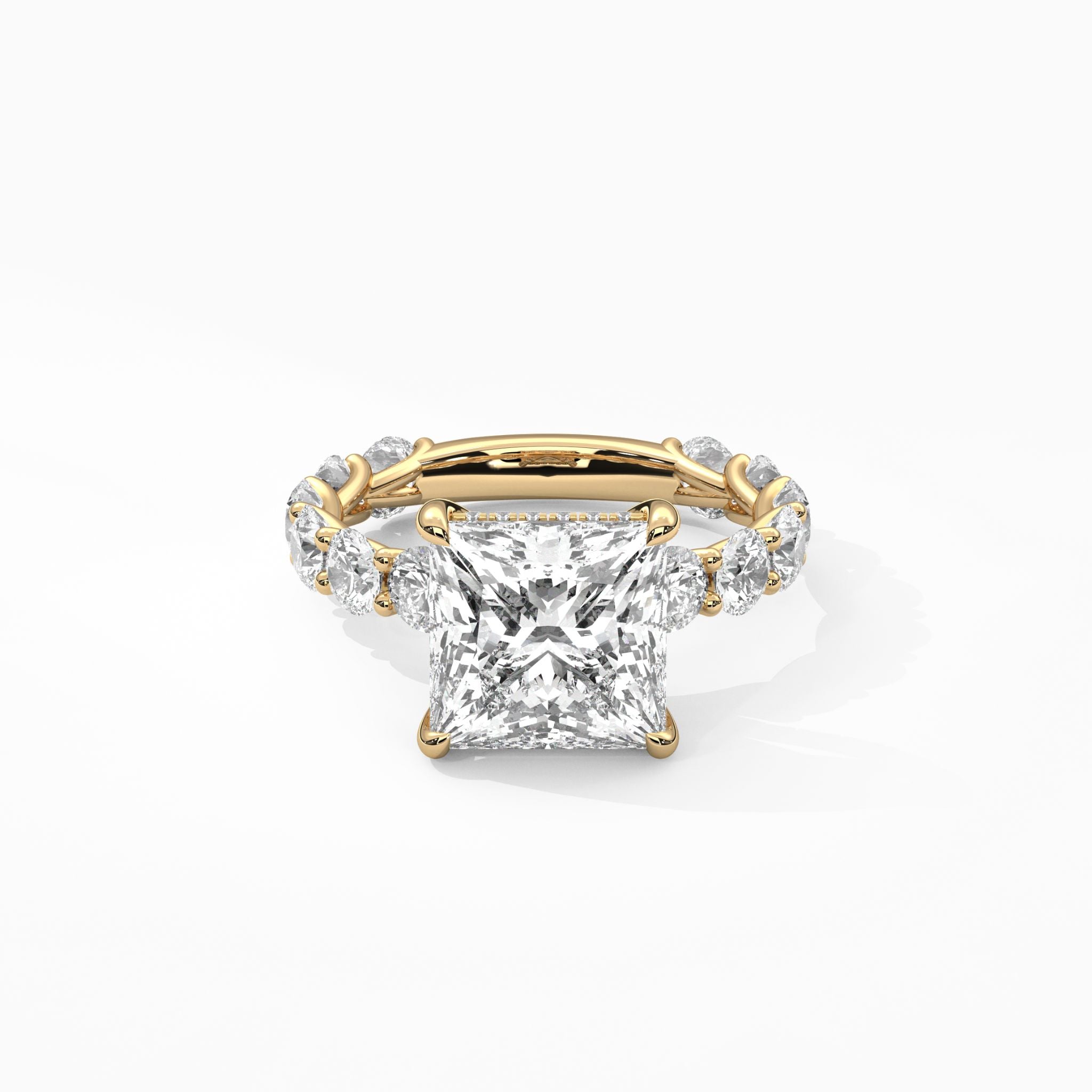 <b>Build Your Own</b> <br>The Martine: Princess Wave-Pavé Hidden Halo Engagement Ring<br>