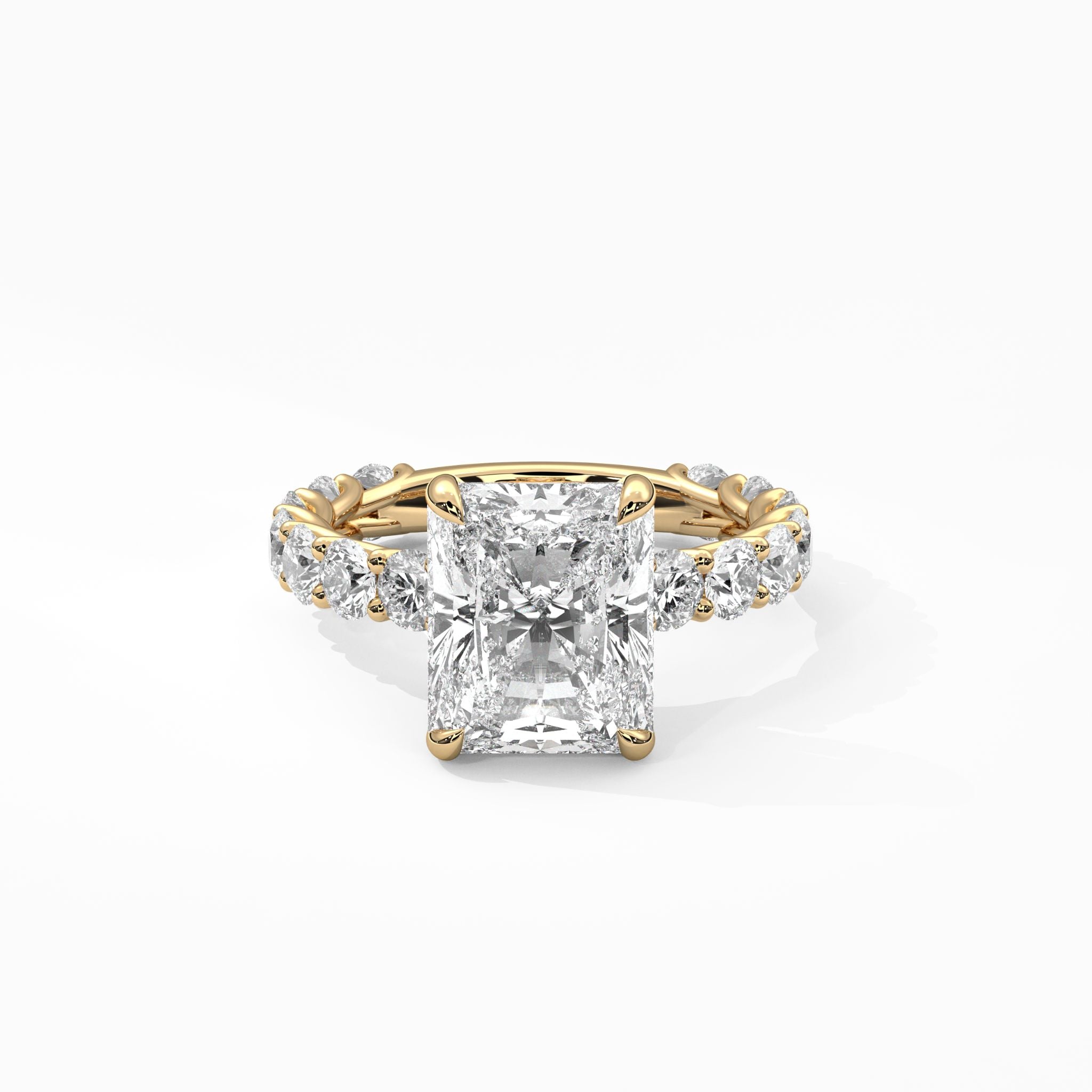 The Monique: Radiant Wave-Pavé Hidden Halo Engagement Ring