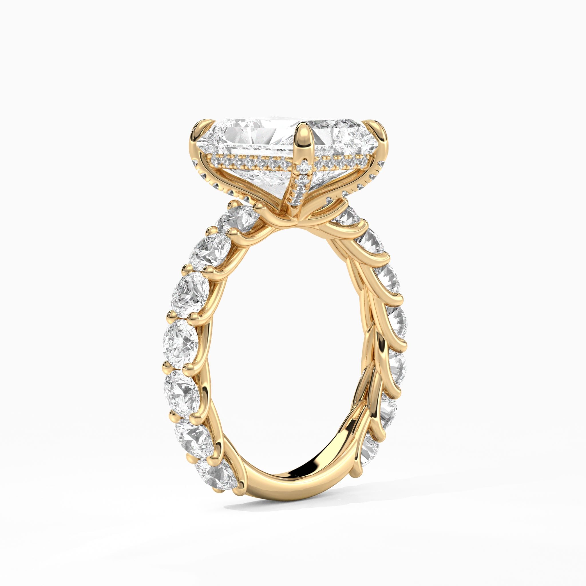 The Monique: Radiant Wave-Pavé Hidden Halo Engagement Ring