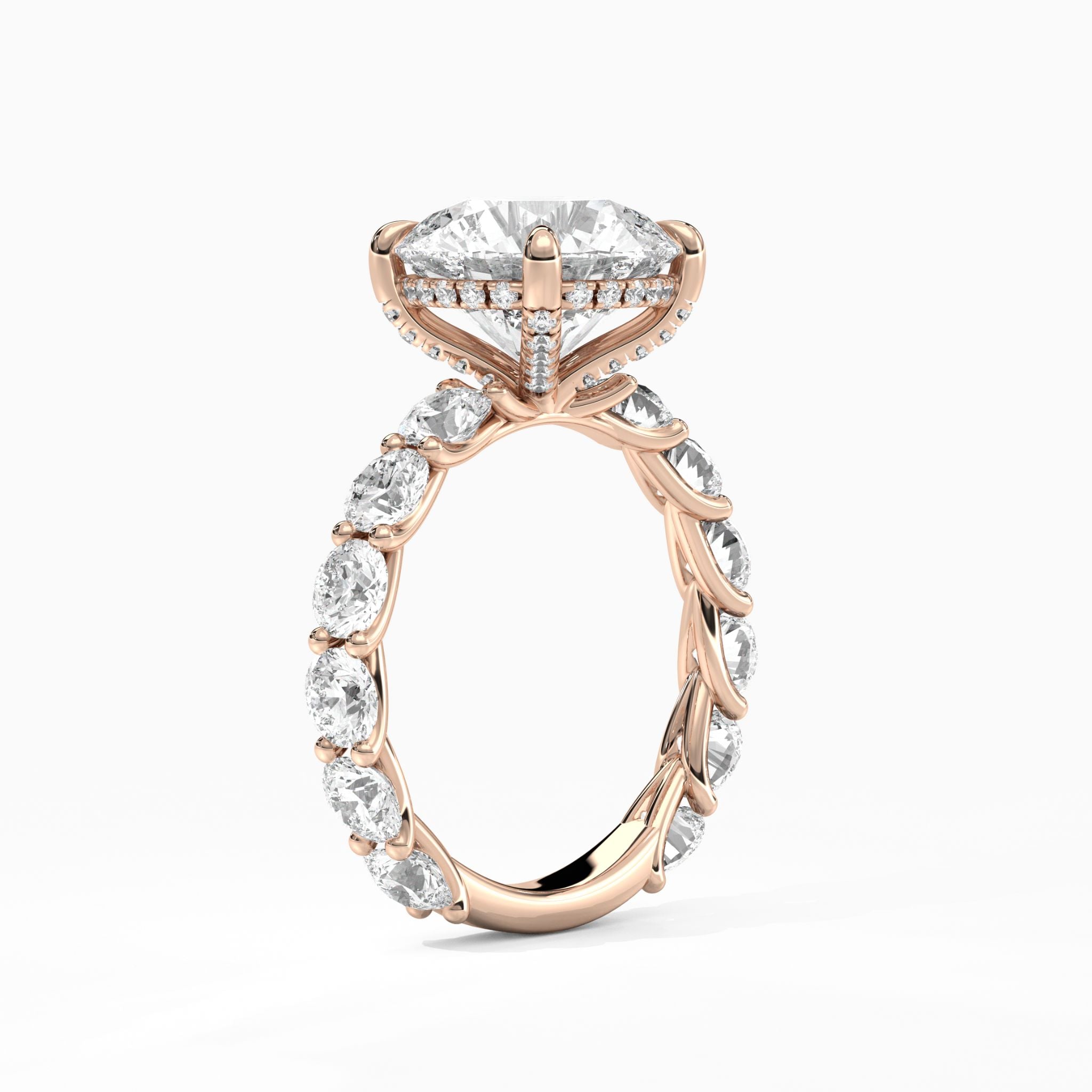 The Suzette: Round Wave-Pavé Hidden Halo Engagement Ring