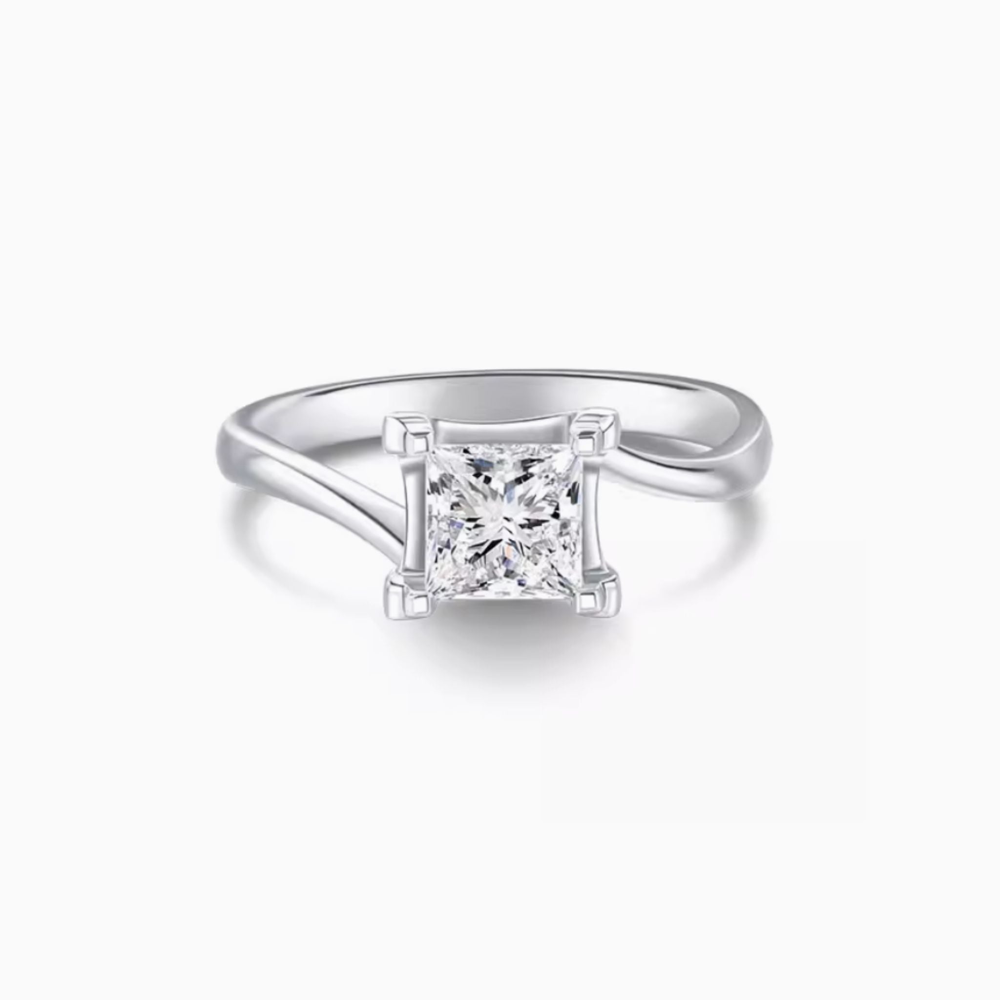 Florence Princess Brilliant Engagement Ring with Twisted Bands